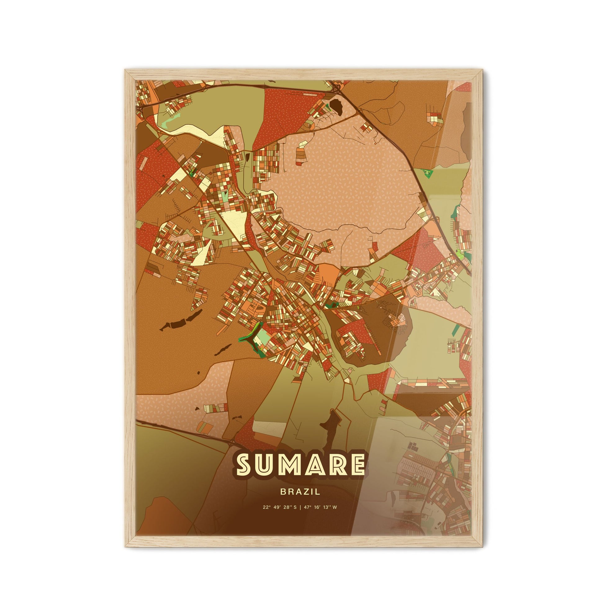 Colorful SUMARE BRAZIL Fine Art Map Farmhouse