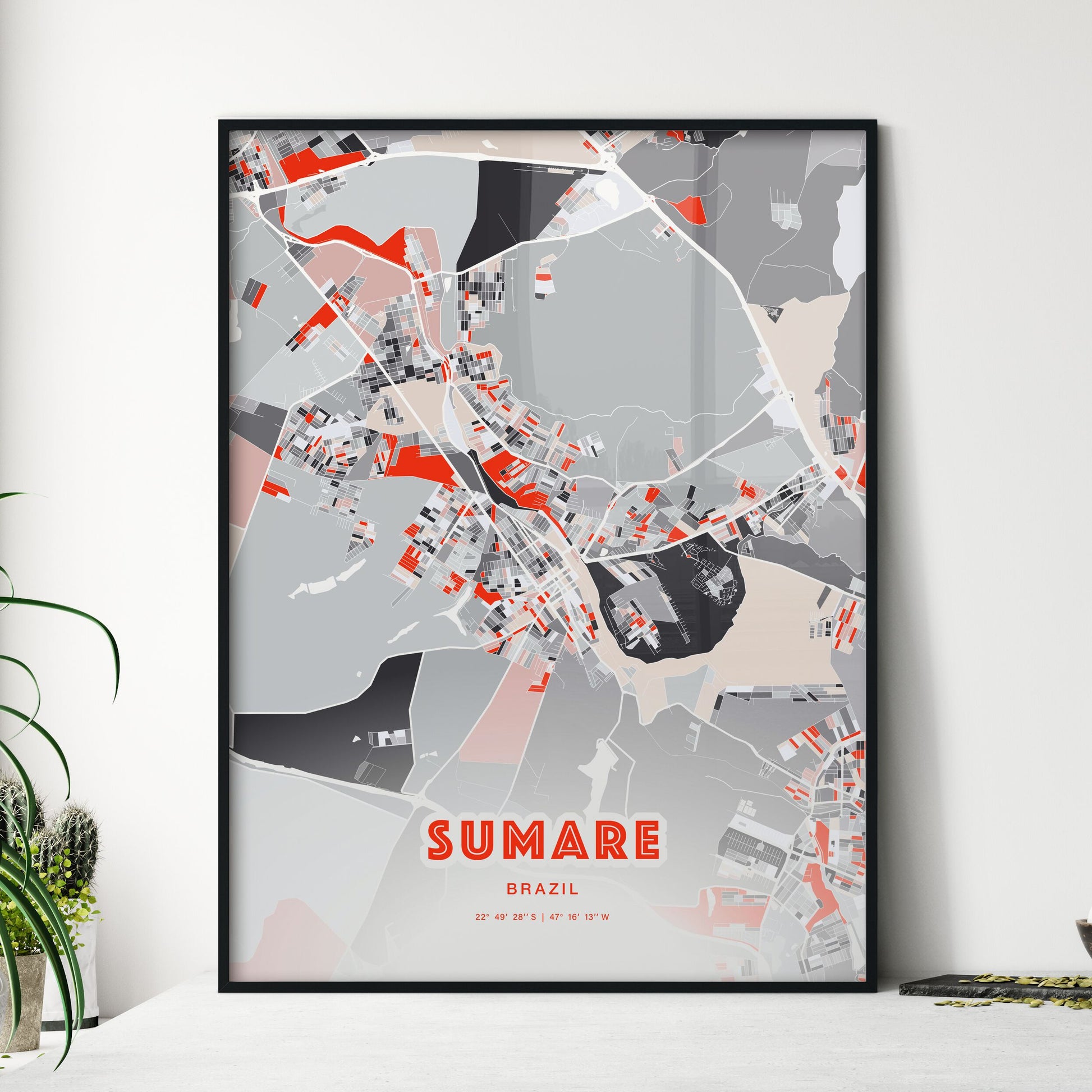 Colorful SUMARE BRAZIL Fine Art Map Modern