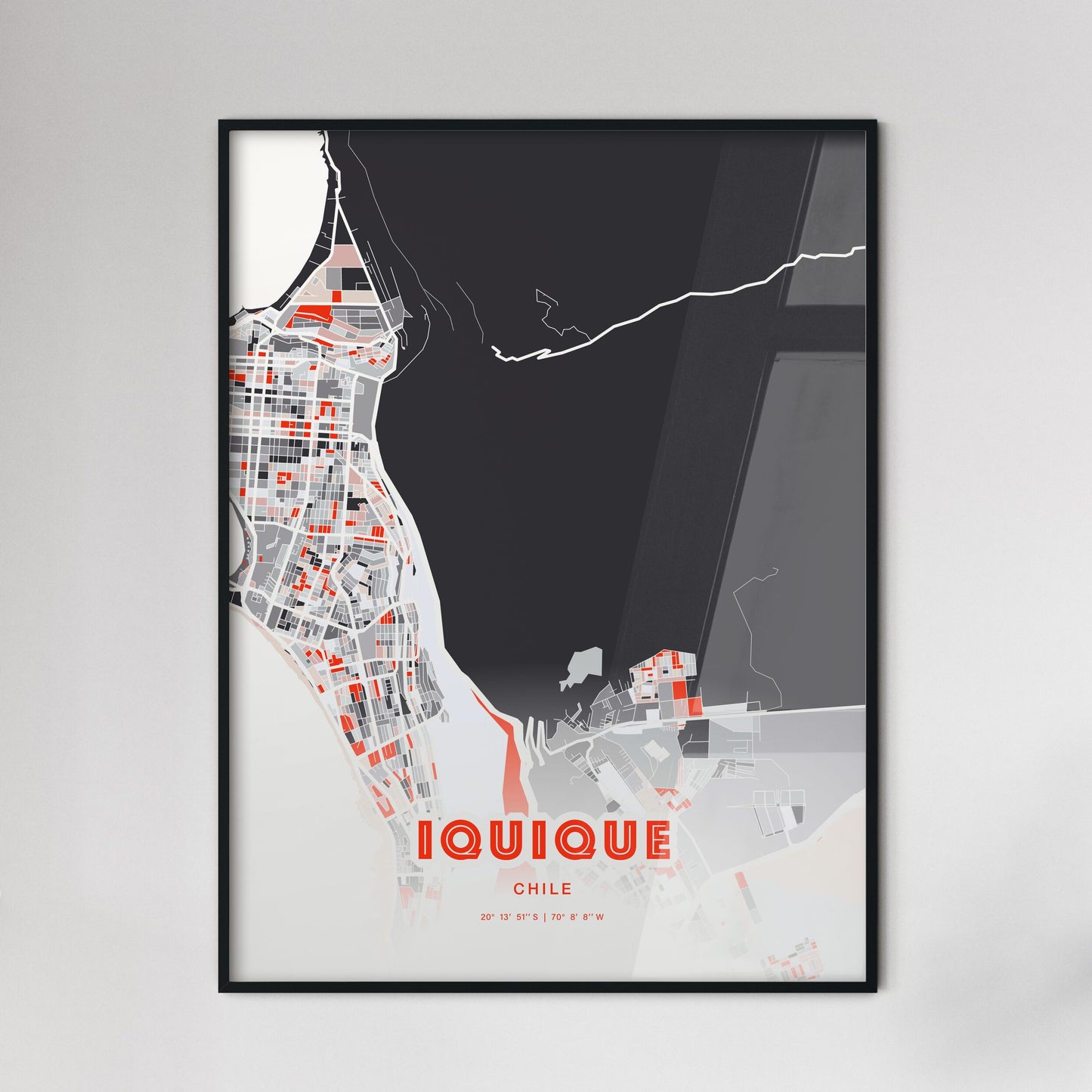 Colorful IQUIQUE CHILE Fine Art Map Modern