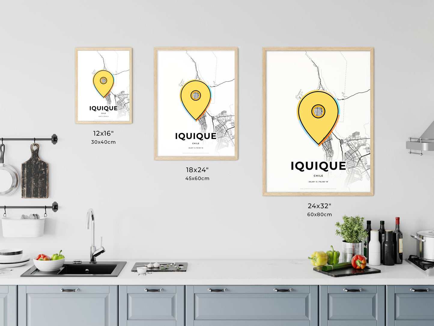 Iquique Chile art map size chart