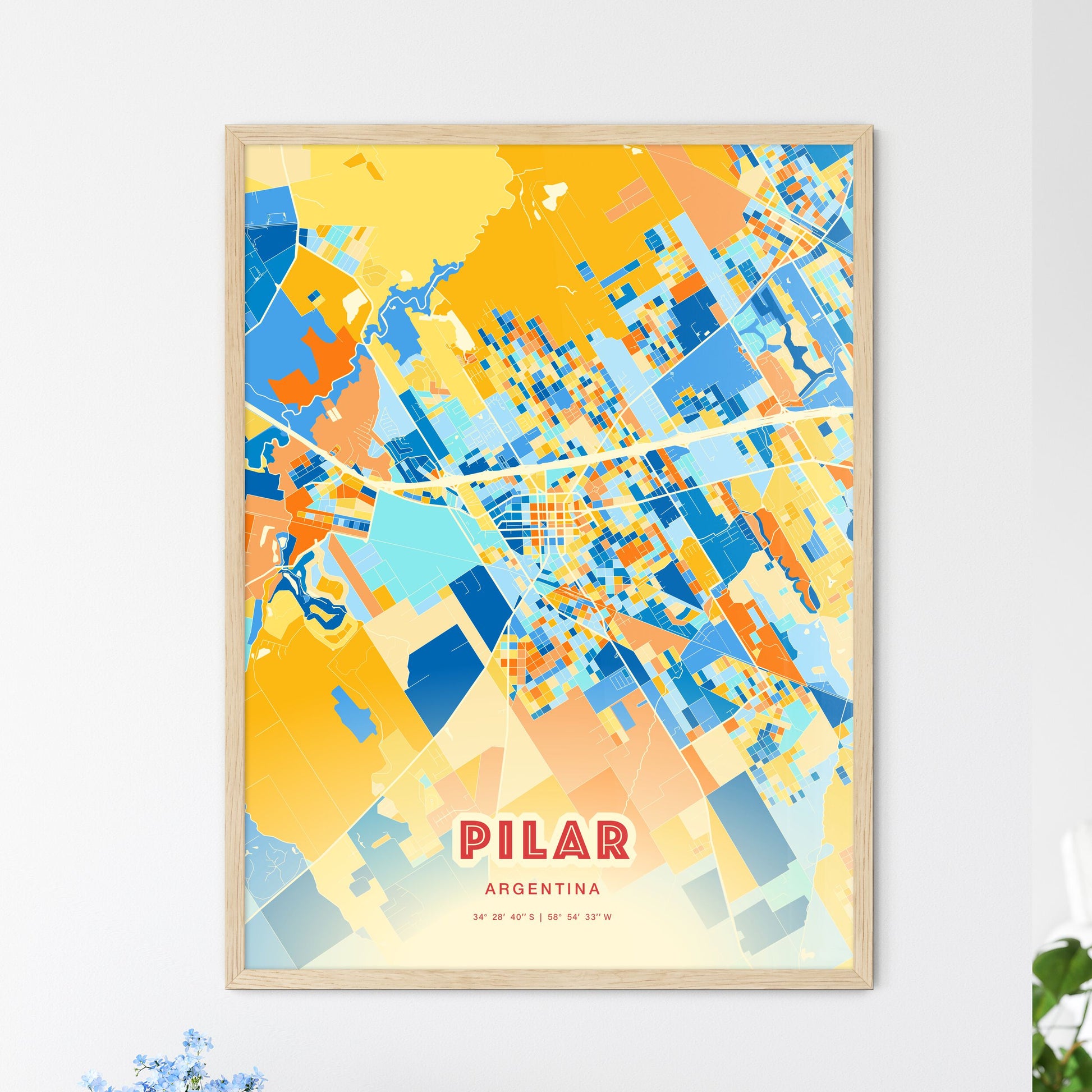 Colorful PILAR ARGENTINA Fine Art Map Blue Orange