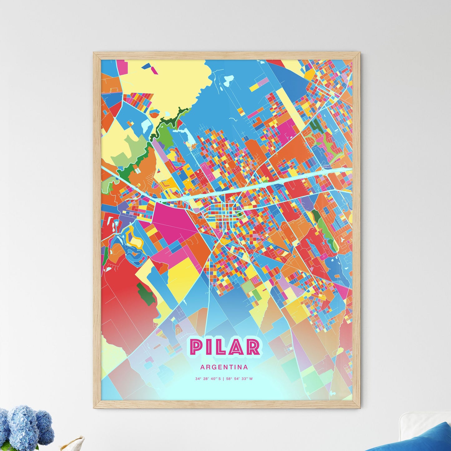 Colorful PILAR ARGENTINA Fine Art Map Crazy Colors