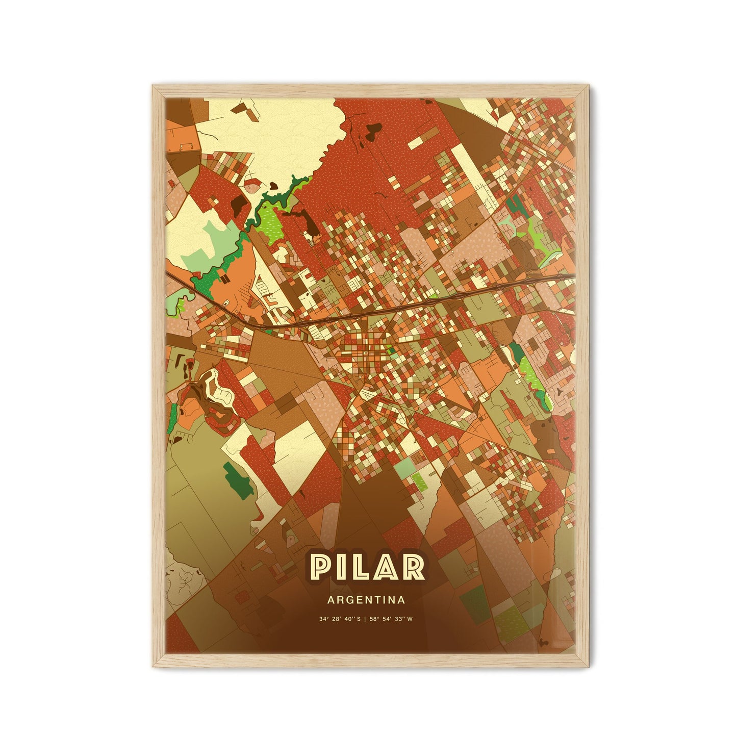 Colorful PILAR ARGENTINA Fine Art Map Farmhouse