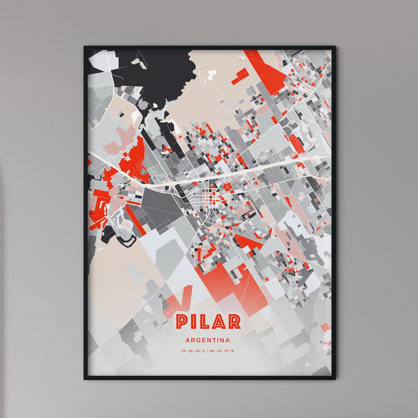 Colorful PILAR ARGENTINA Fine Art Map Modern