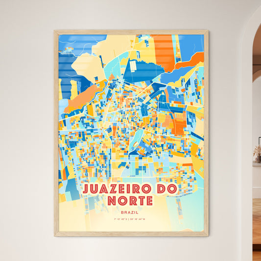 Colorful JUAZEIRO DO NORTE BRAZIL Fine Art Map Blue Orange