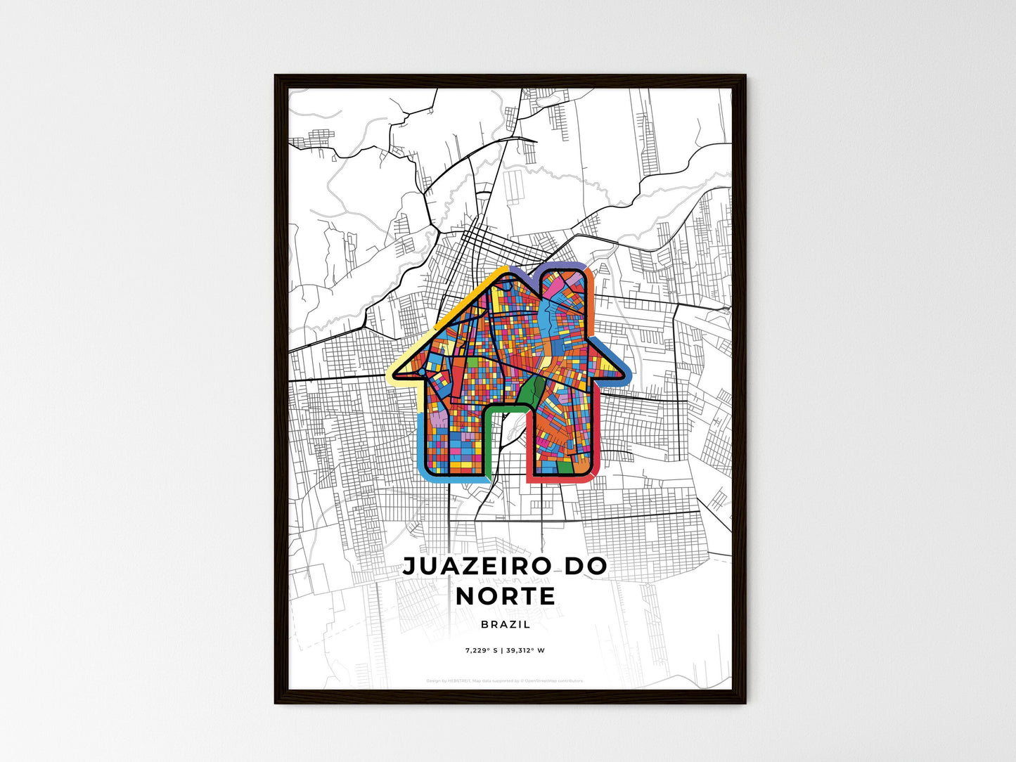Juazeiro Do Norte Brazil wedding art map with home icon
