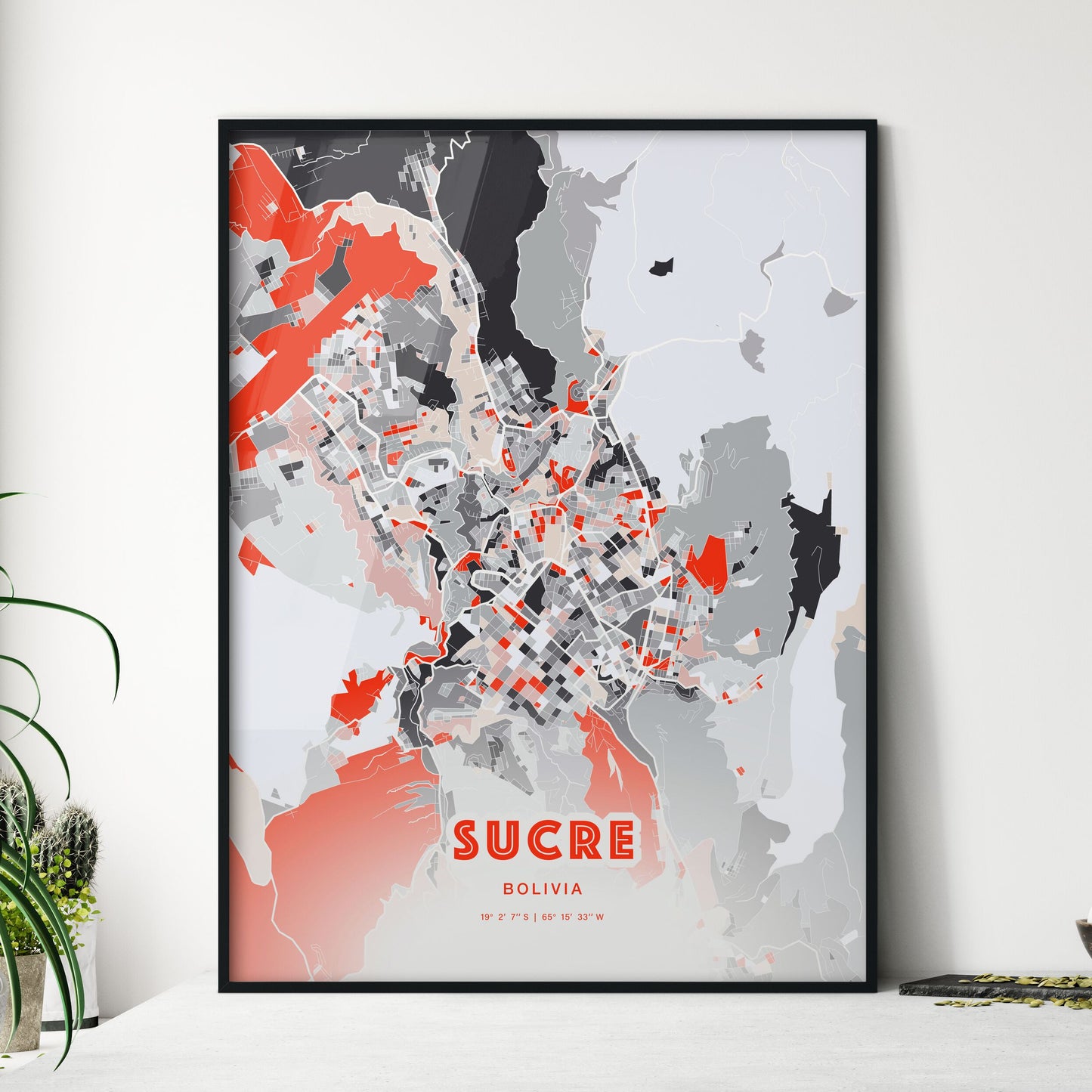 Colorful SUCRE BOLIVIA Fine Art Map Modern