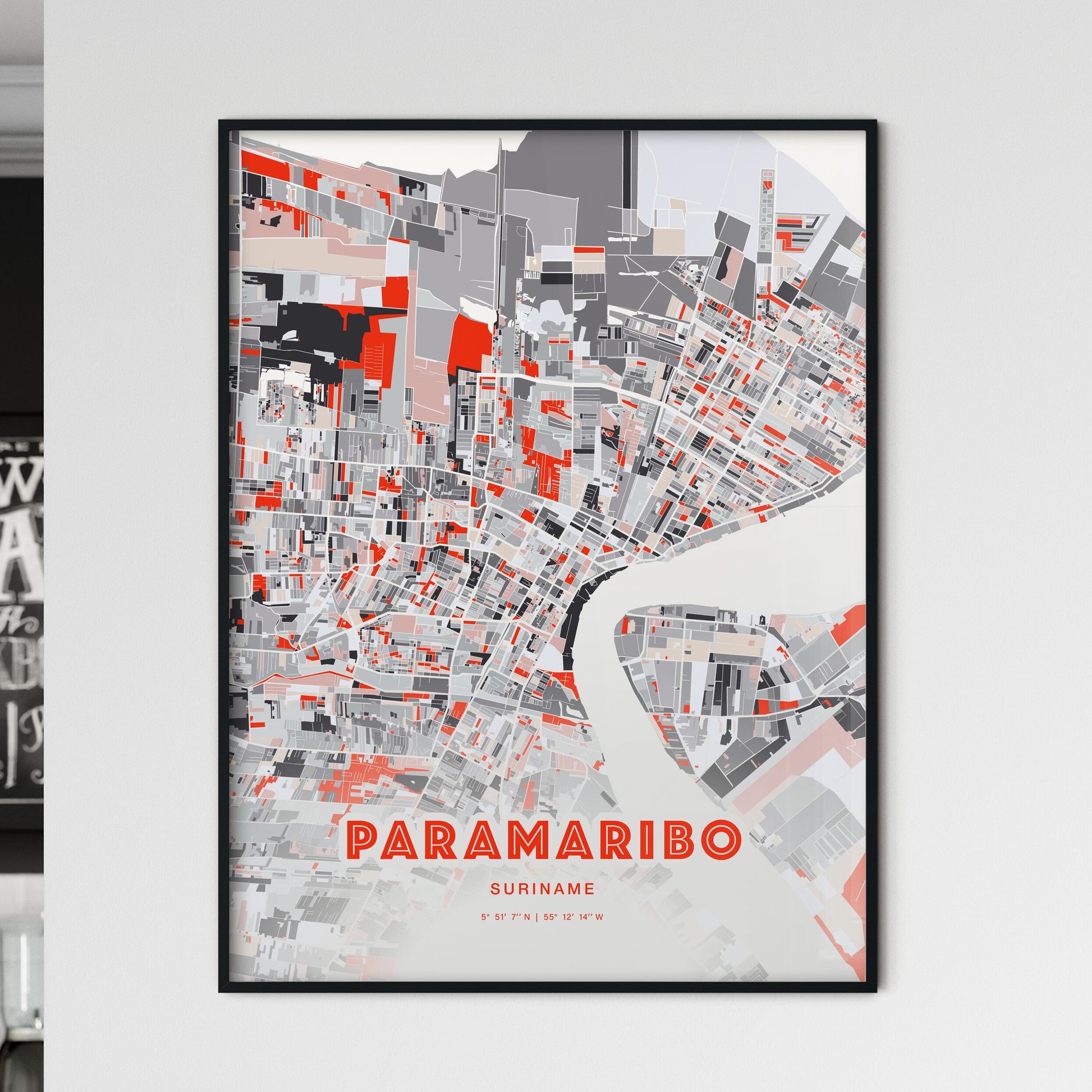 Colorful PARAMARIBO SURINAME Fine Art Map Modern