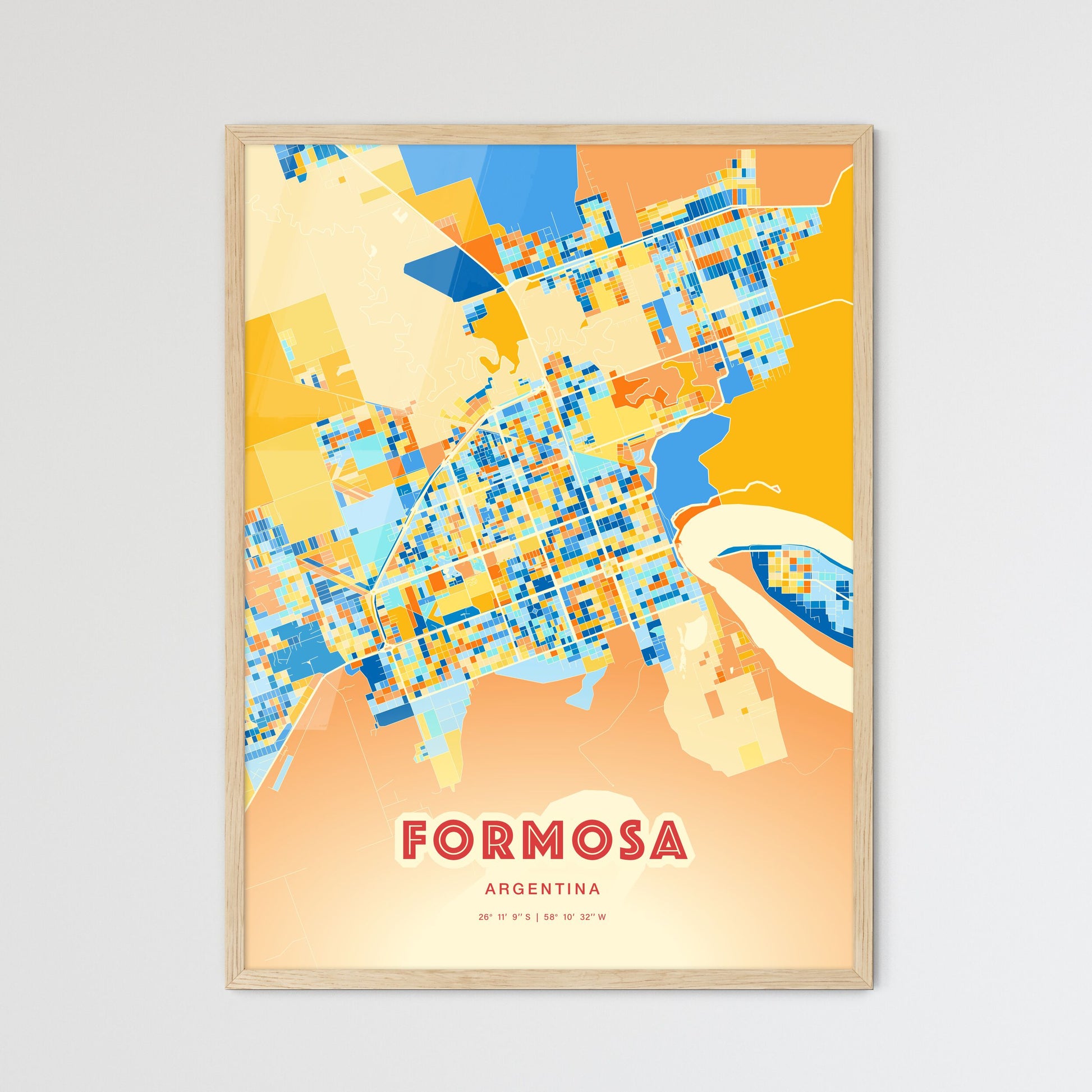 Colorful FORMOSA ARGENTINA Fine Art Map Blue Orange