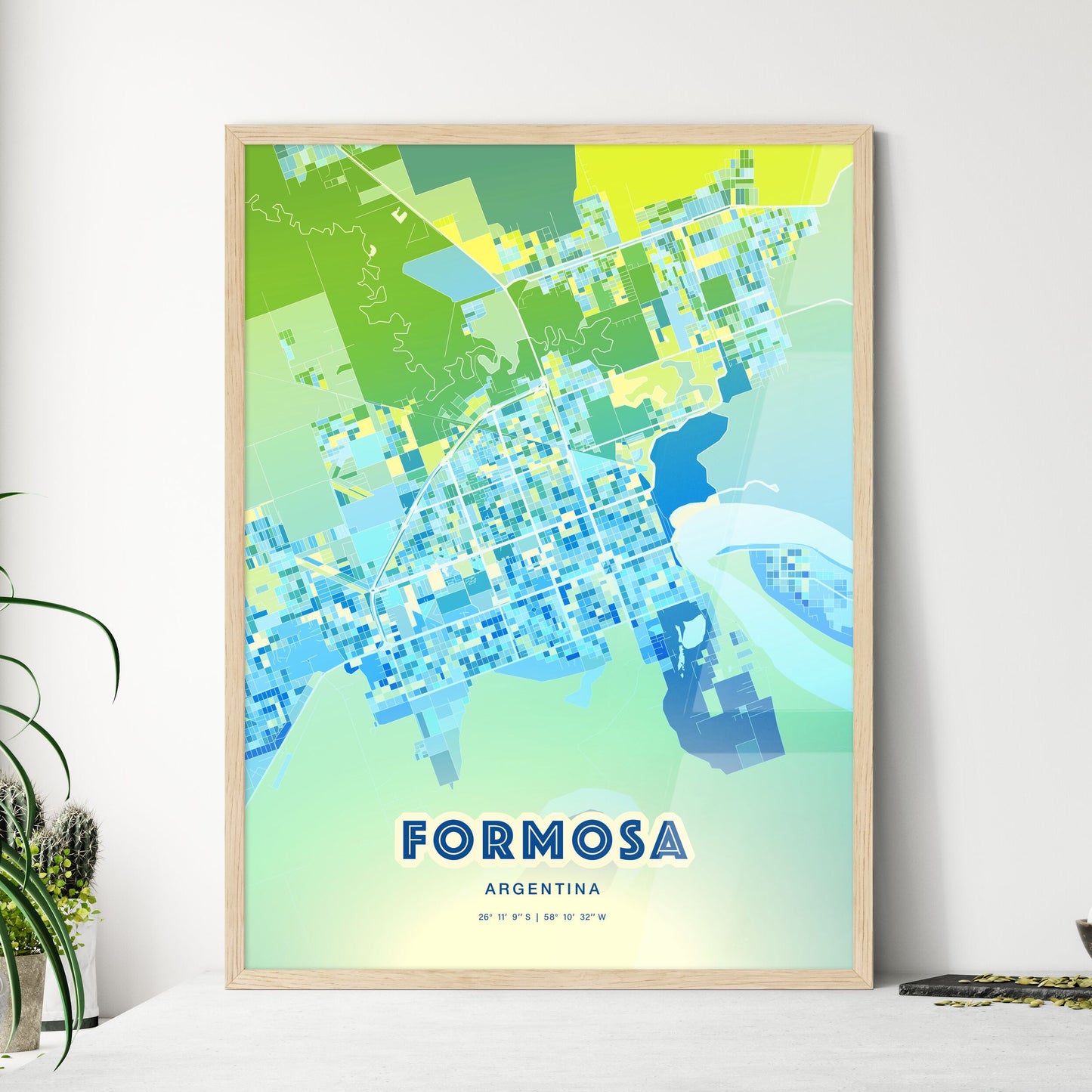 Colorful FORMOSA ARGENTINA Fine Art Map Cool Blue