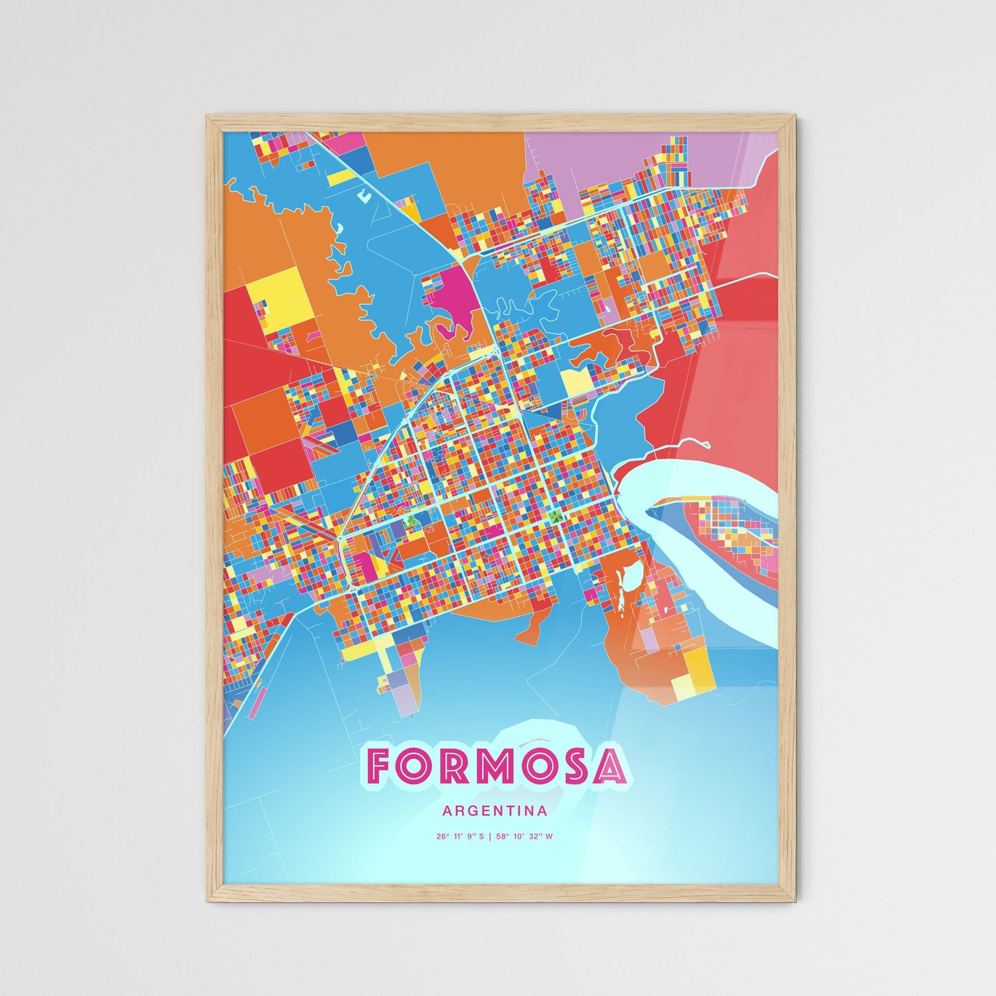 Colorful FORMOSA ARGENTINA Fine Art Map Crazy Colors