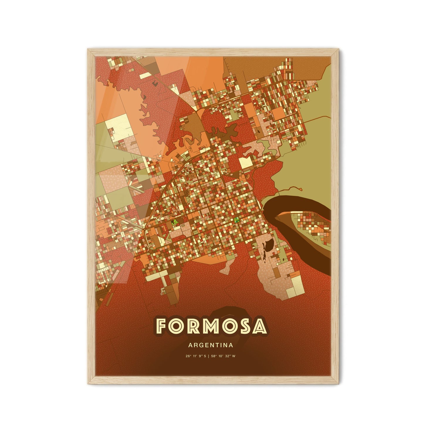 Colorful FORMOSA ARGENTINA Fine Art Map Farmhouse