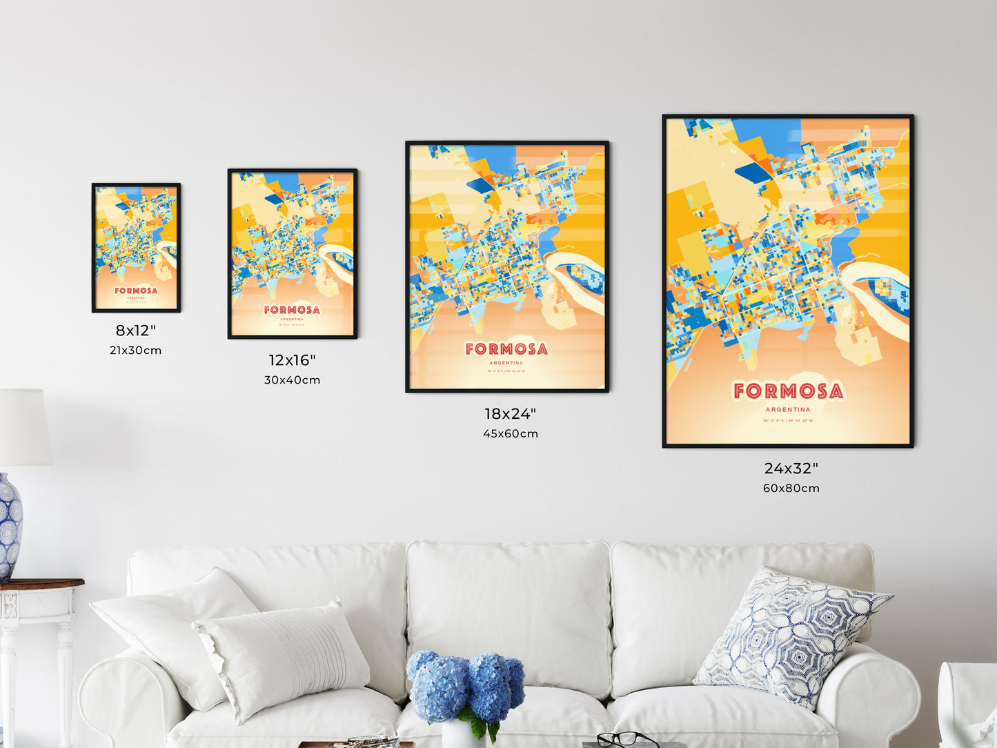 Colorful FORMOSA ARGENTINA Fine Art Map Blue Orange