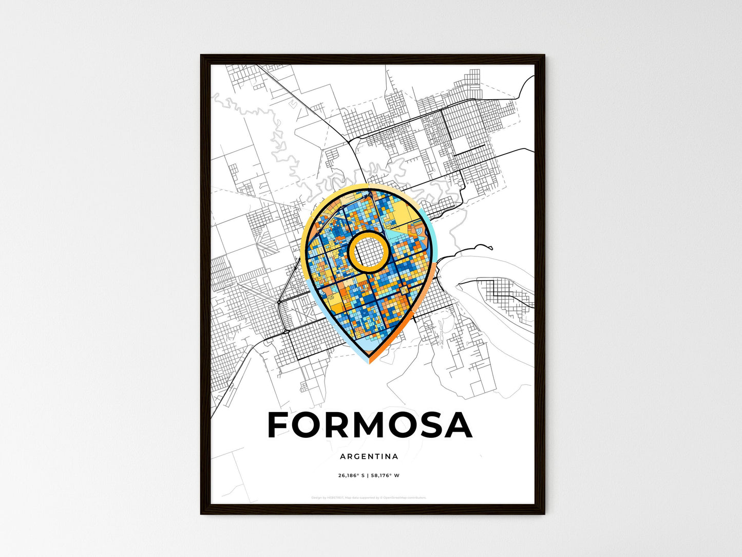 Formosa Argentina wedding art map with pointer icon