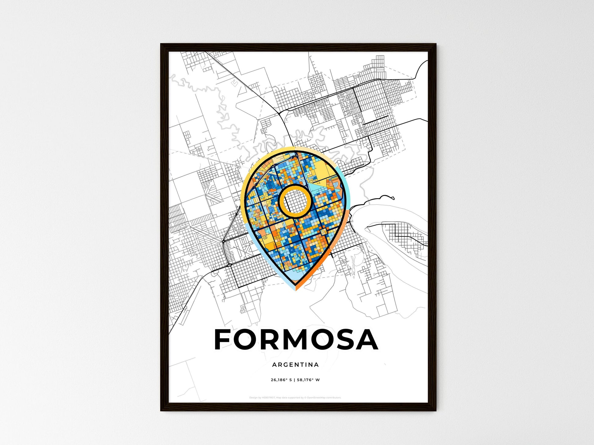 Formosa Argentina wedding art map with pointer icon