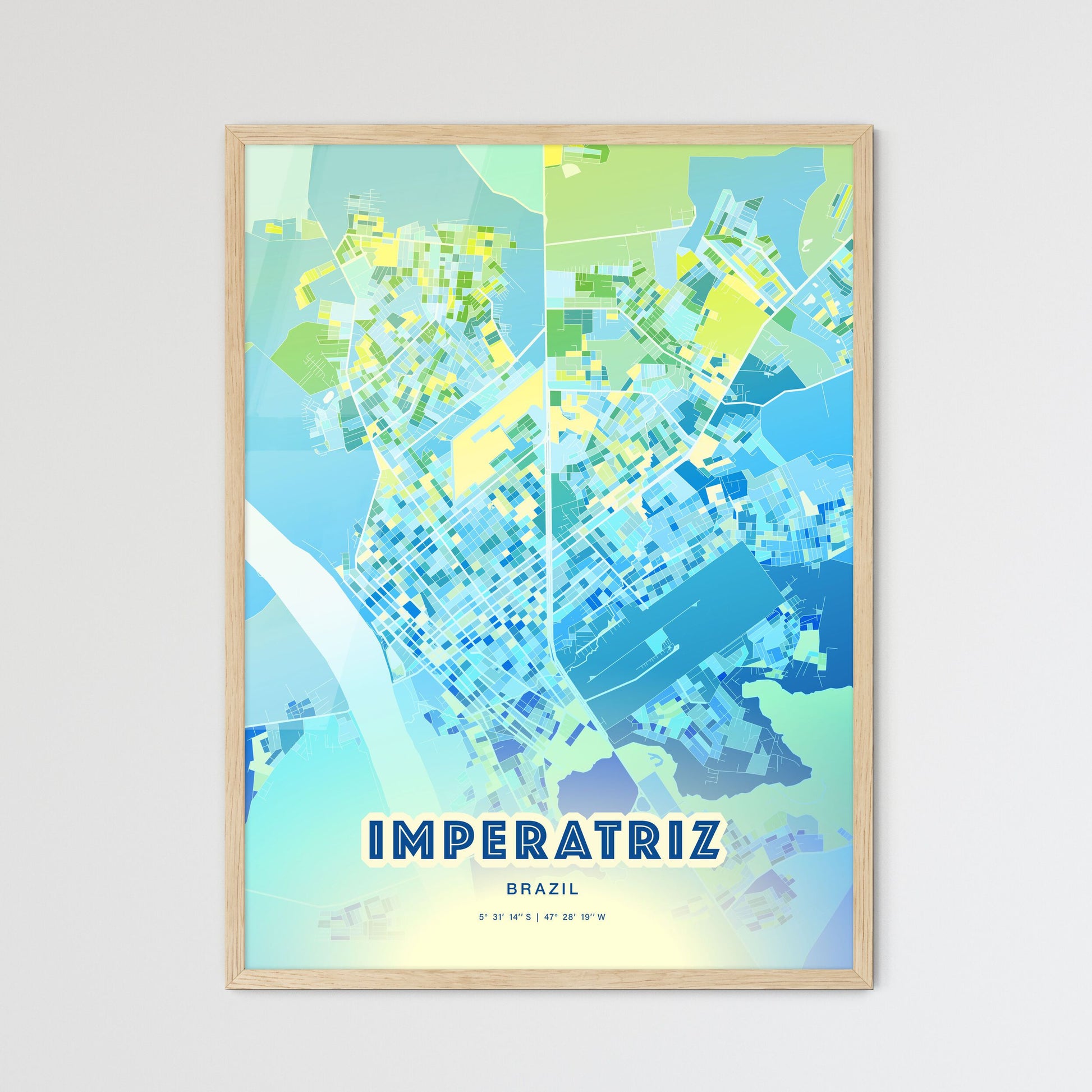 Colorful IMPERATRIZ BRAZIL Fine Art Map Cool Blue