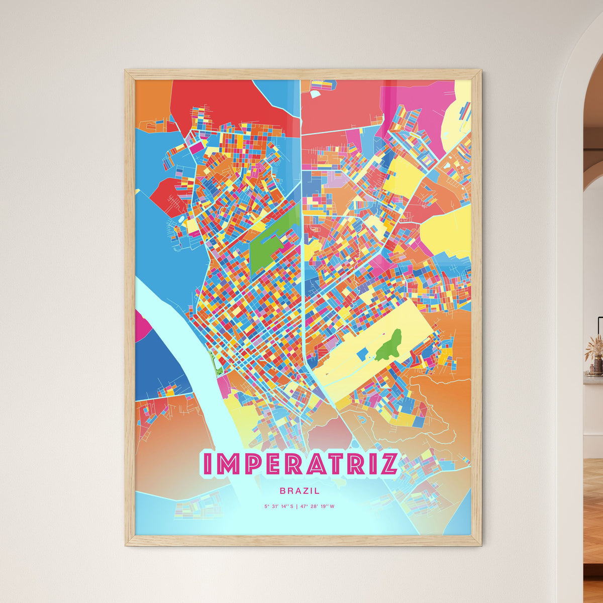 Colorful IMPERATRIZ BRAZIL Fine Art Map Crazy Colors
