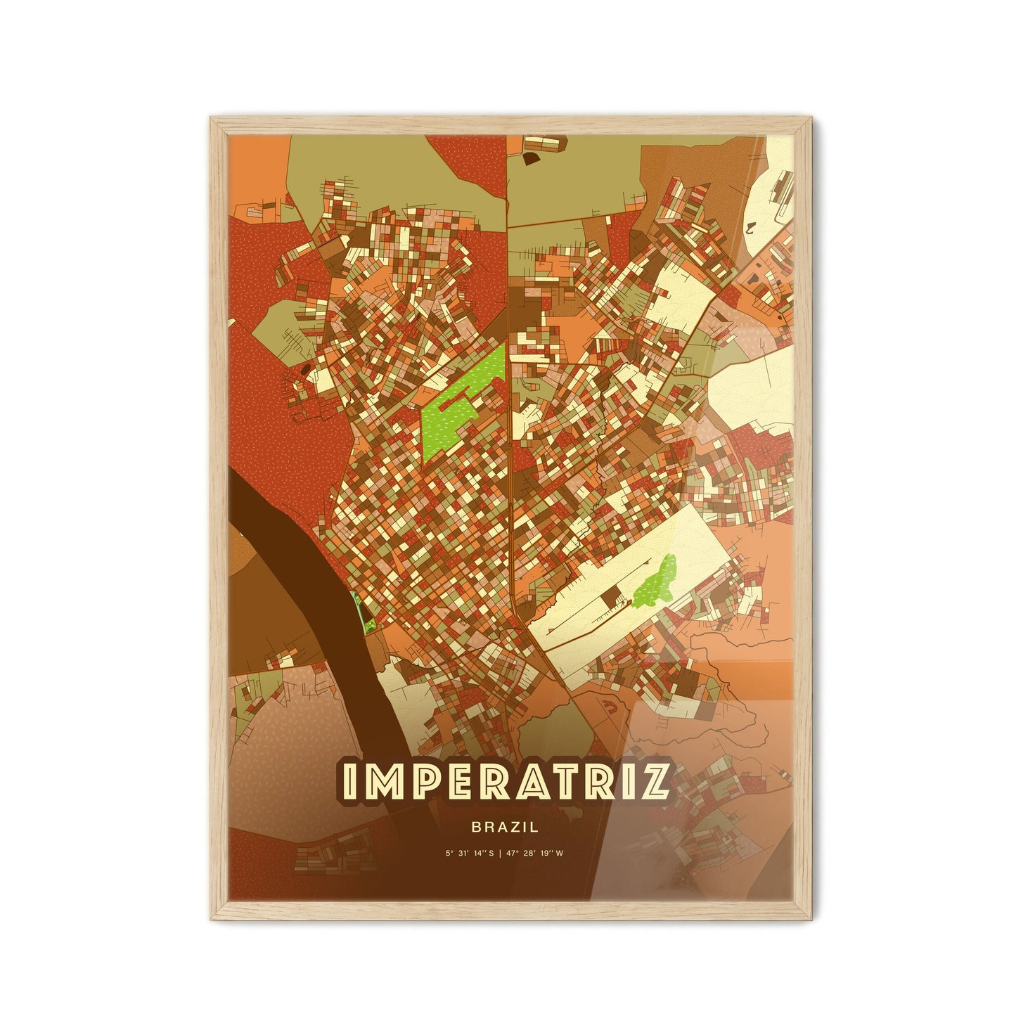 Colorful IMPERATRIZ BRAZIL Fine Art Map Farmhouse