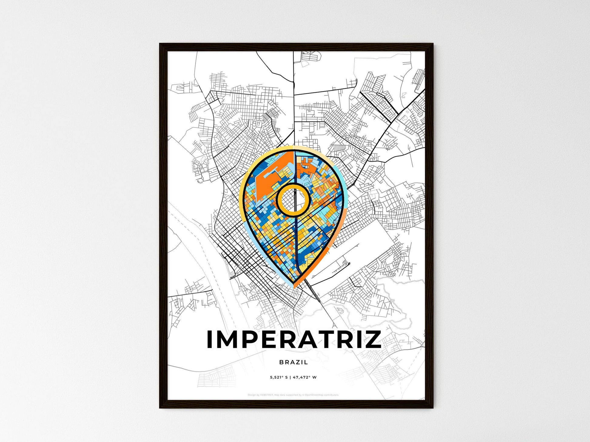 Imperatriz Brazil wedding art map with pointer icon