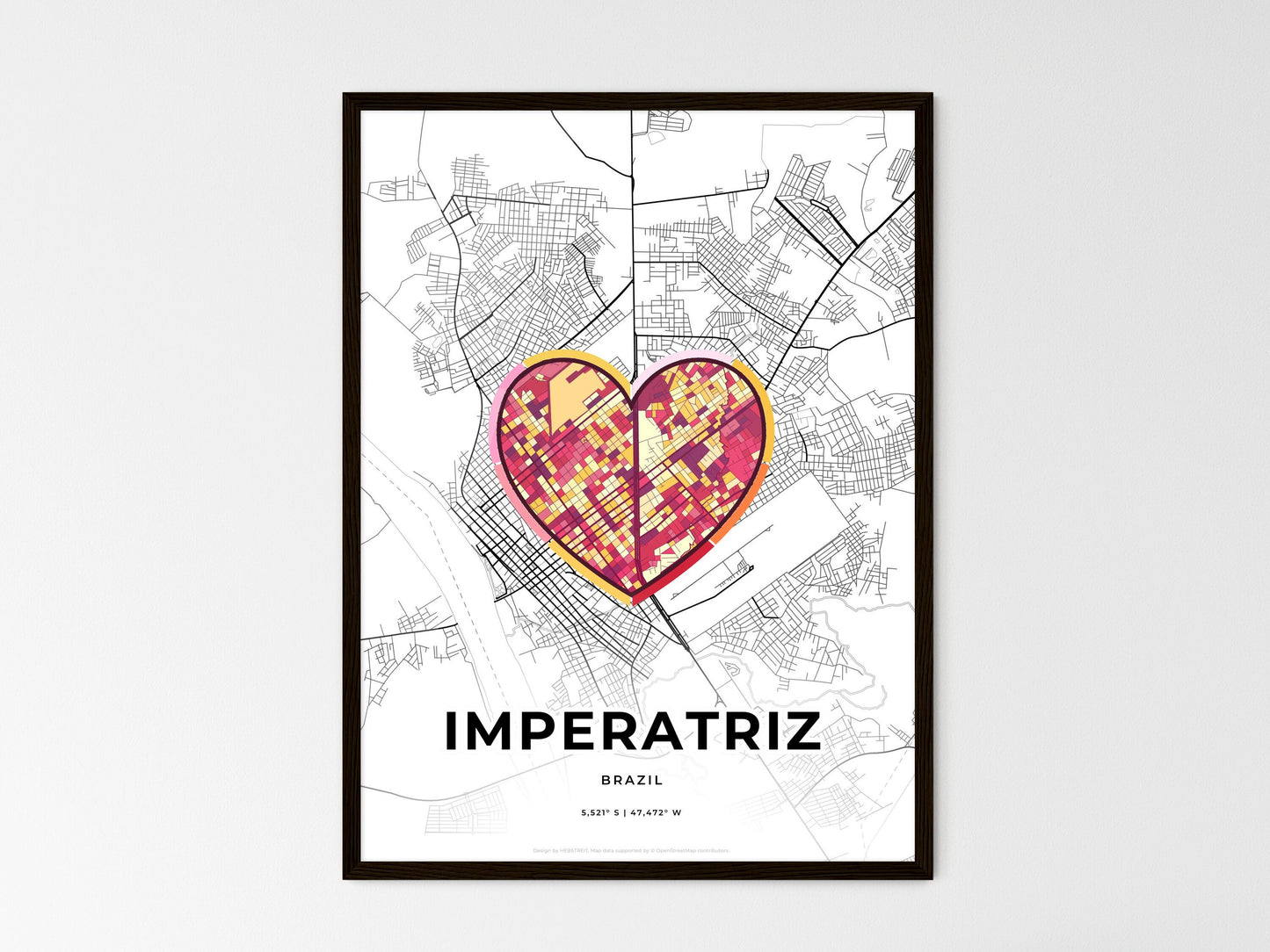 Imperatriz Brazil wedding art map with heart icon