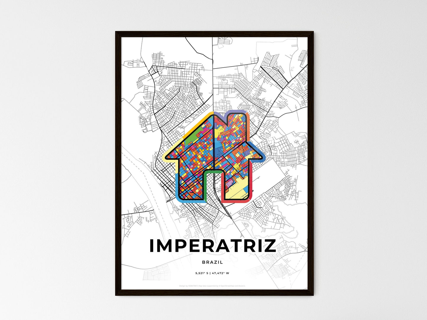 Imperatriz Brazil wedding art map with home icon