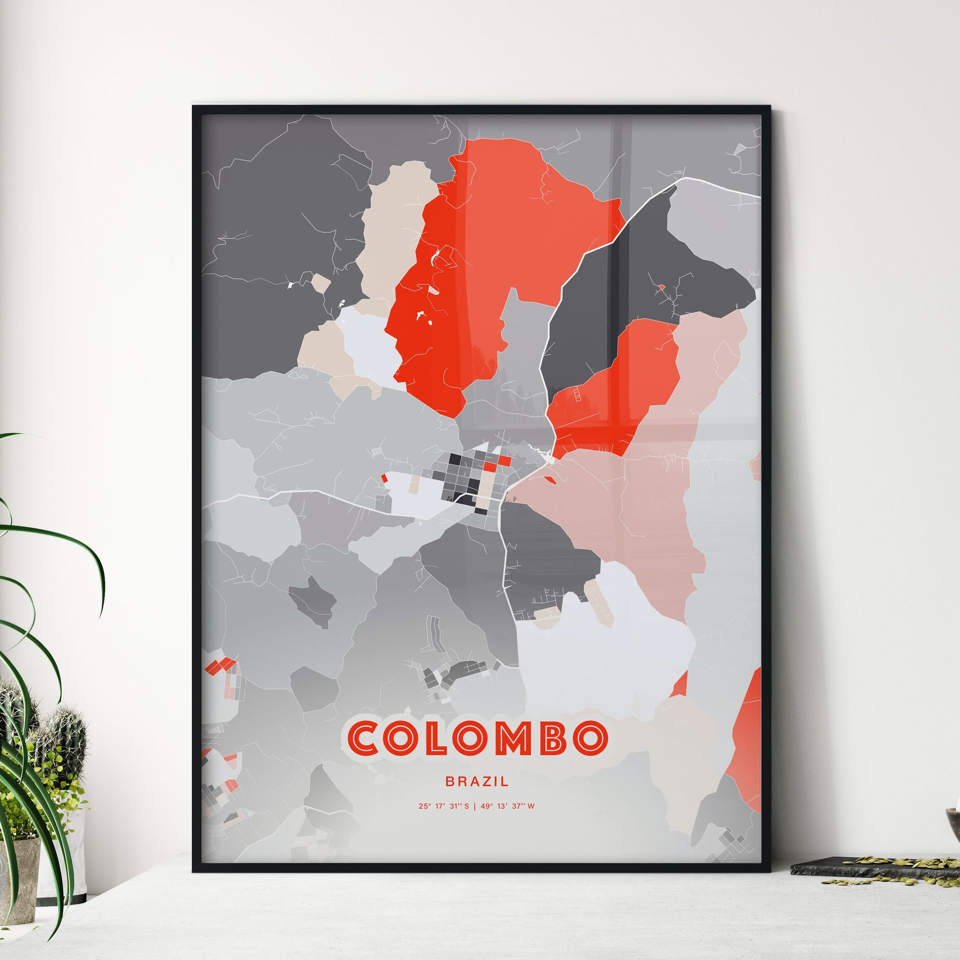 Colorful COLOMBO BRAZIL Fine Art Map Modern