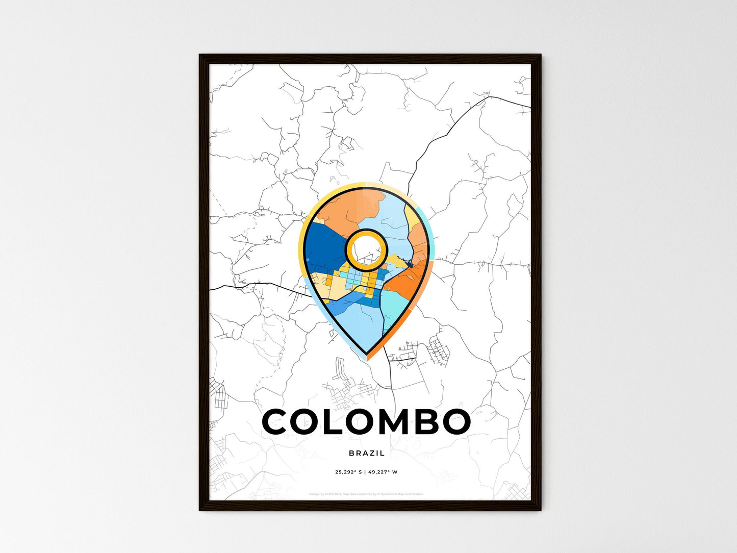 Colombo Brazil wedding art map with pointer icon