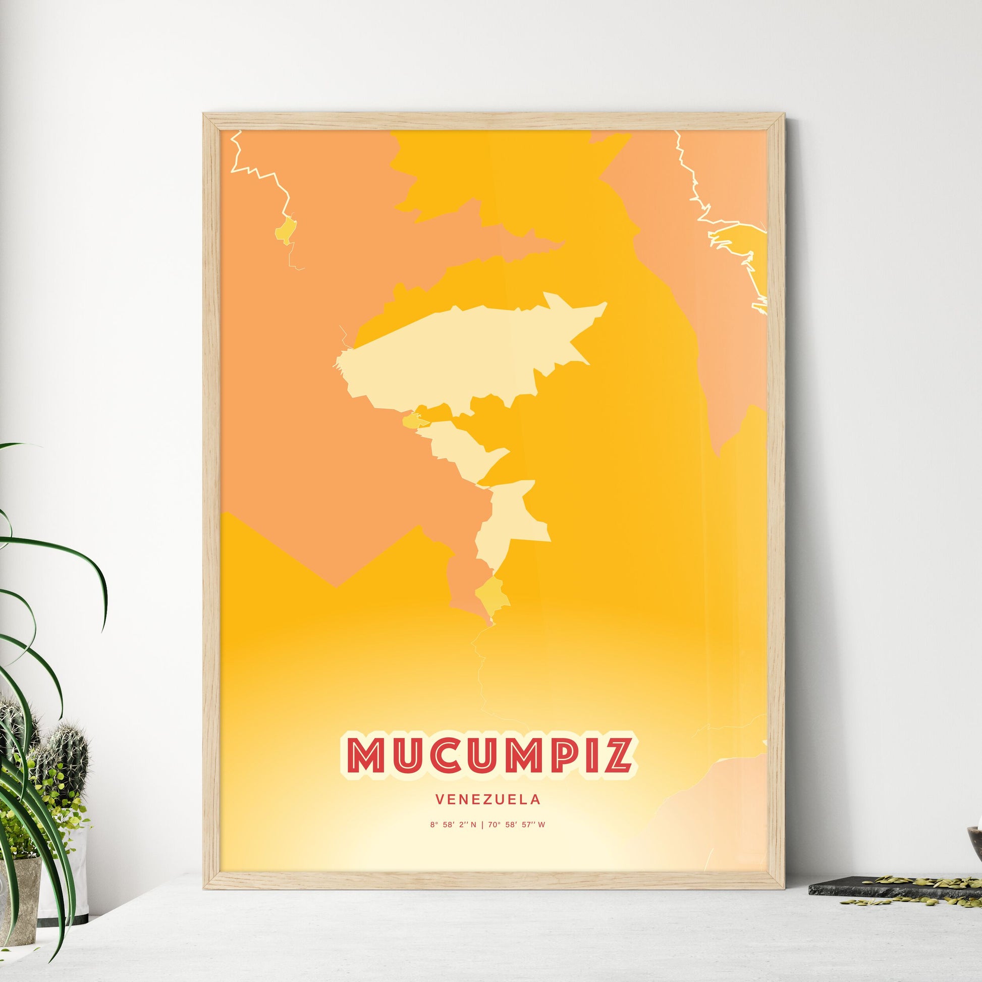 Colorful MUCUMPIZ VENEZUELA Fine Art Map Blue Orange