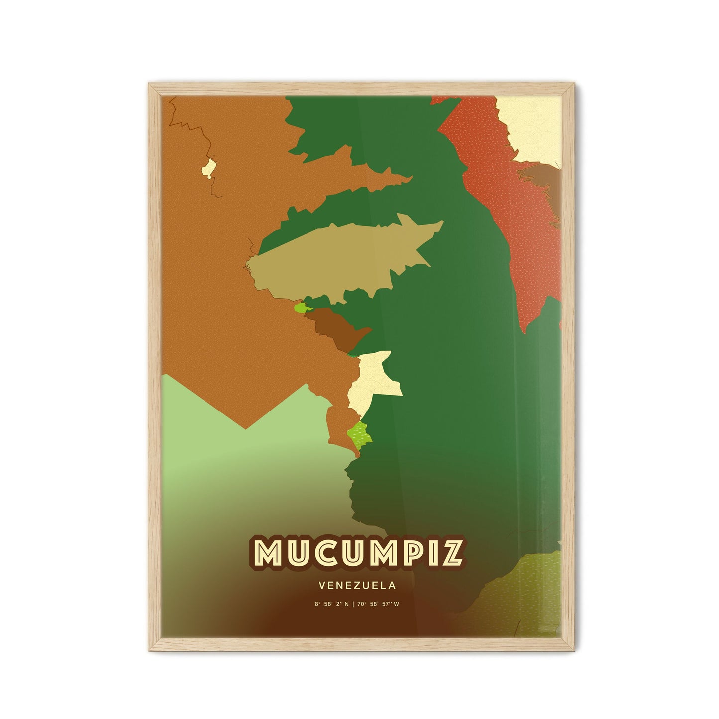 Colorful MUCUMPIZ VENEZUELA Fine Art Map Farmhouse