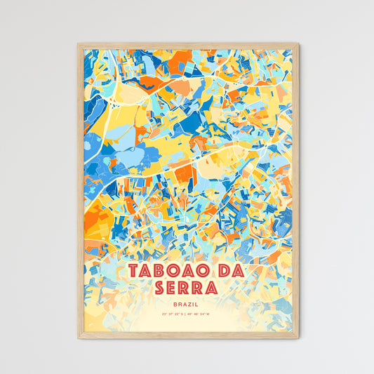 Colorful TABOAO DA SERRA BRAZIL Fine Art Map Blue Orange