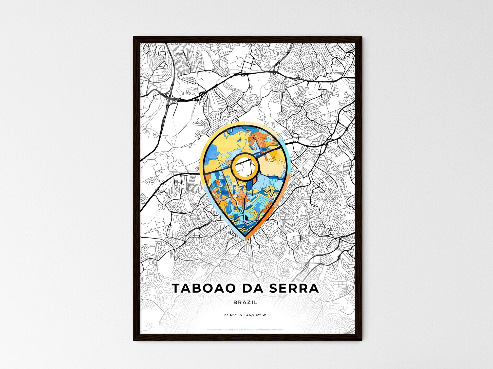 TABOAO DA SERRA BRAZIL minimal art map with a colorful icon. Style 1