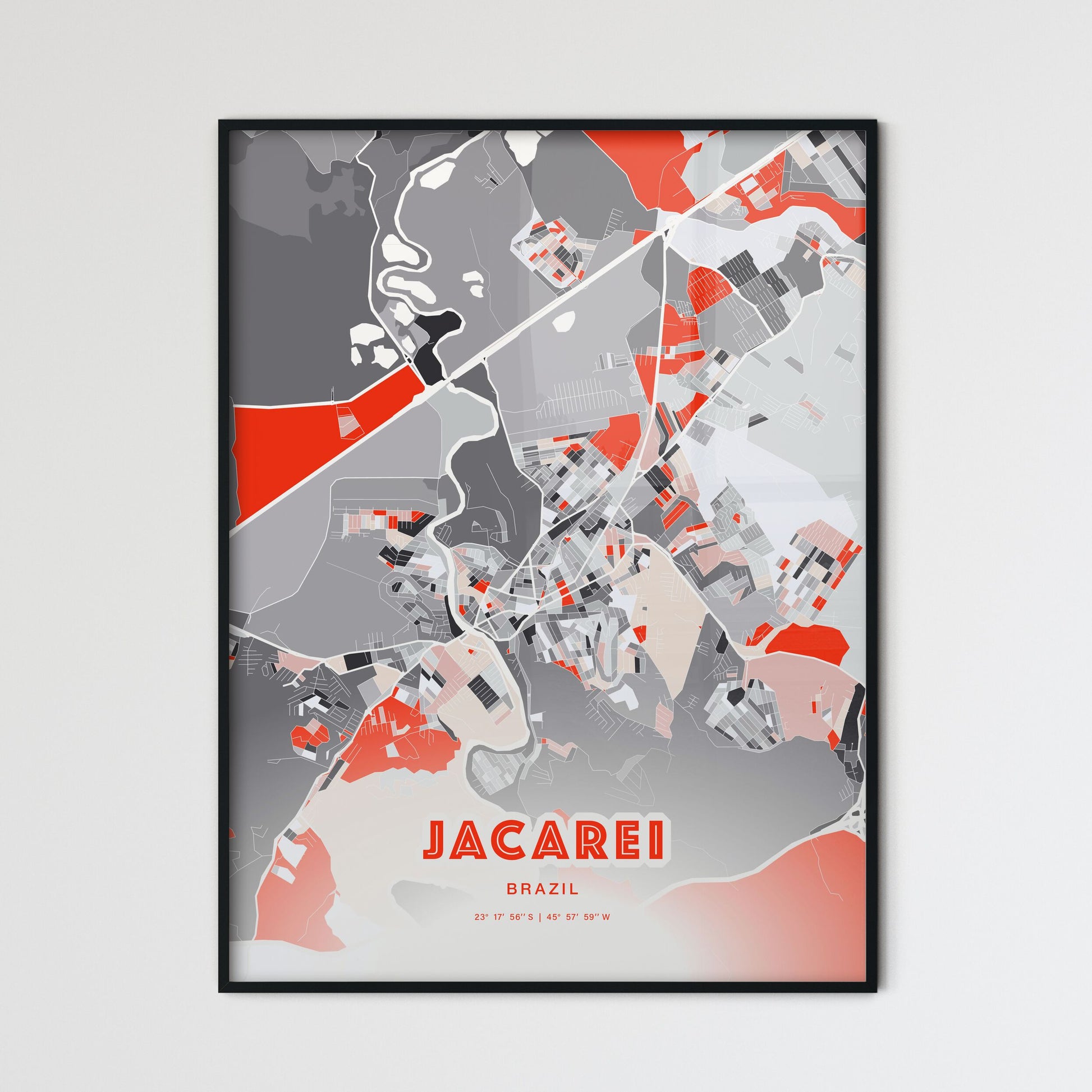 Colorful JACAREI BRAZIL Fine Art Map Modern