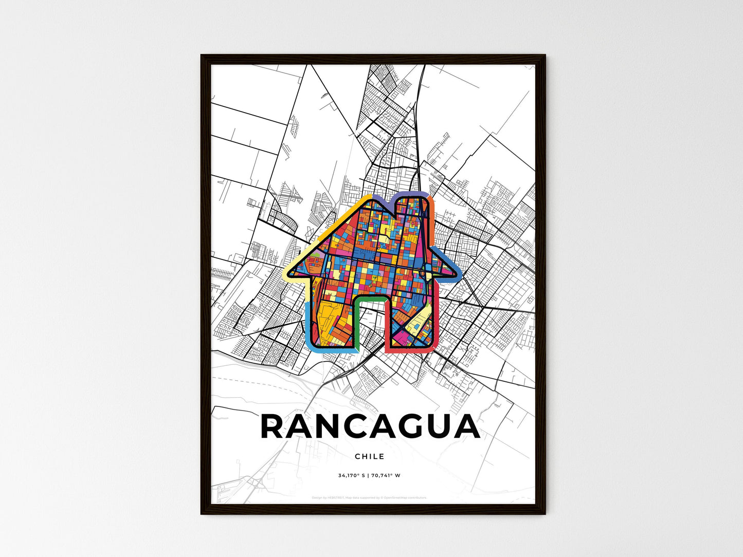 Rancagua Chile wedding art map with home icon
