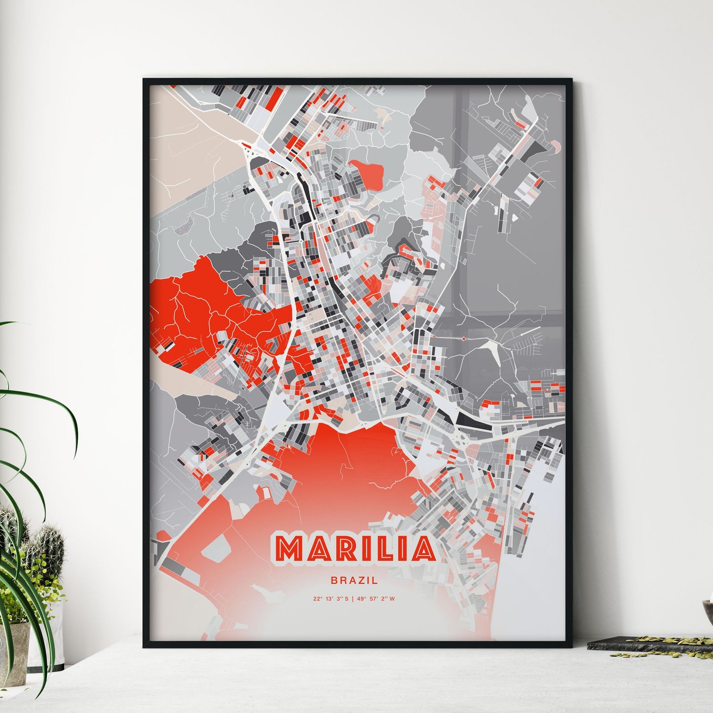 Colorful MARILIA BRAZIL Fine Art Map Modern