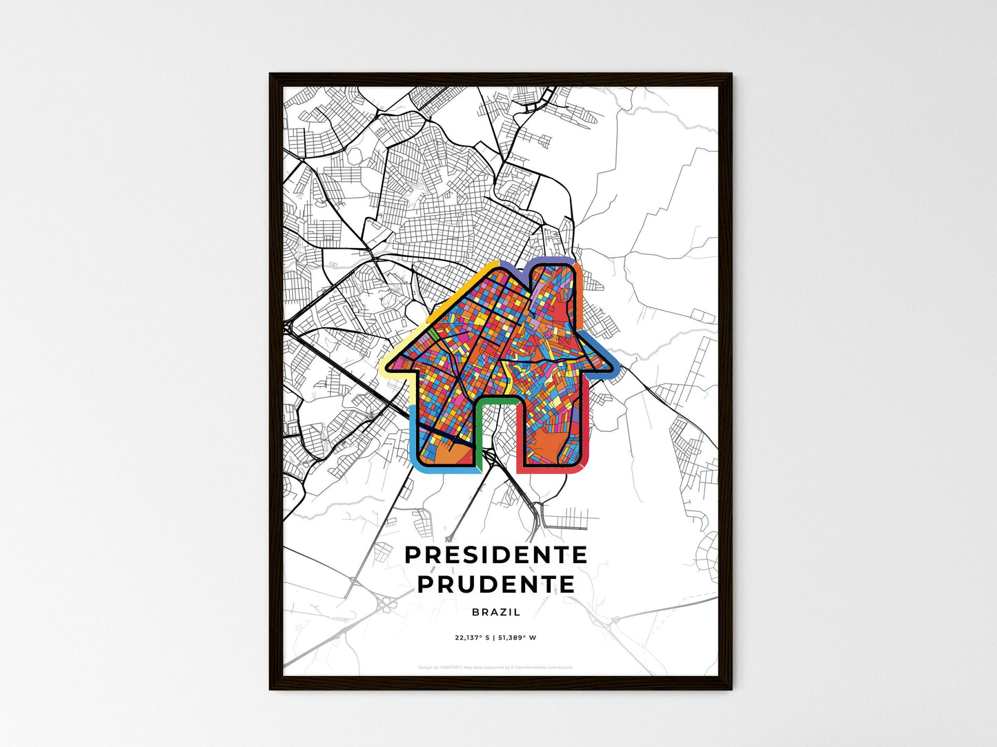 Presidente Prudente Brazil wedding art map with home icon
