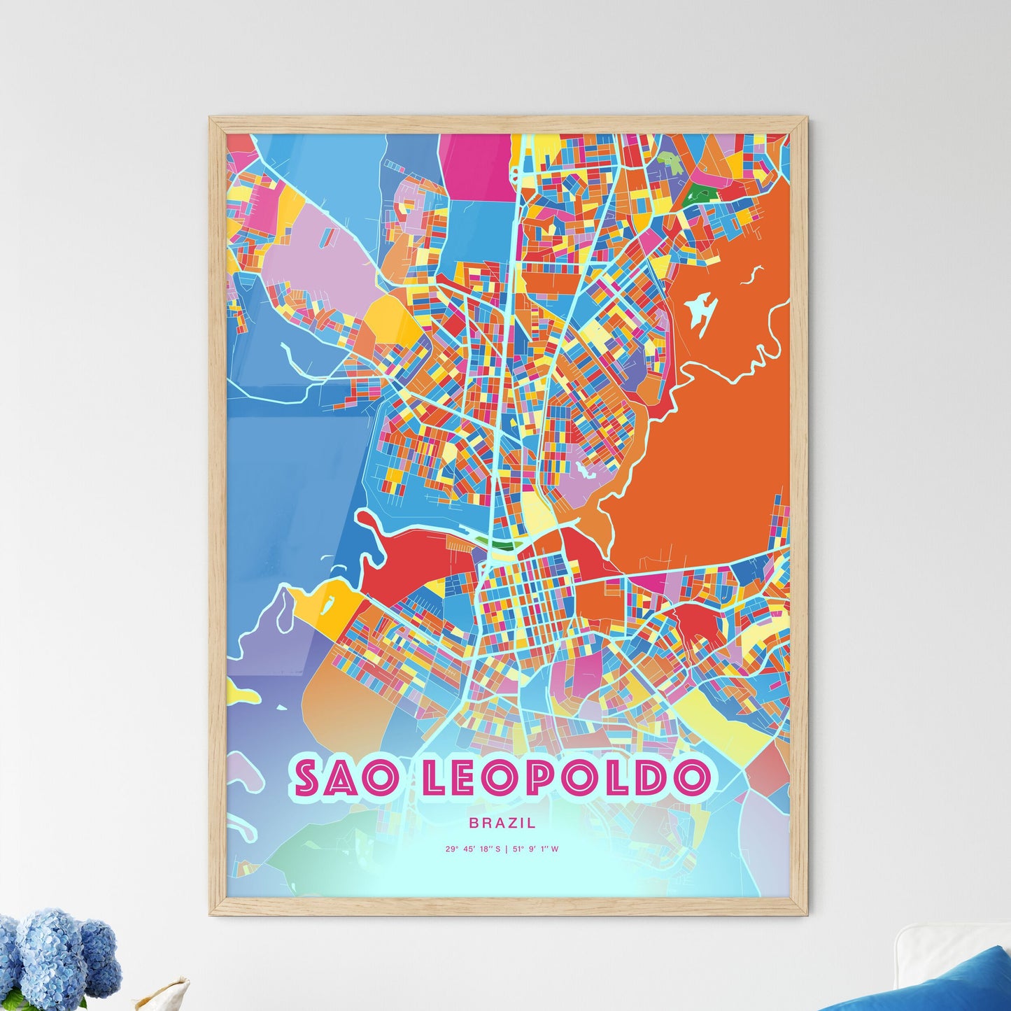 Colorful SAO LEOPOLDO BRAZIL Fine Art Map Crazy Colors