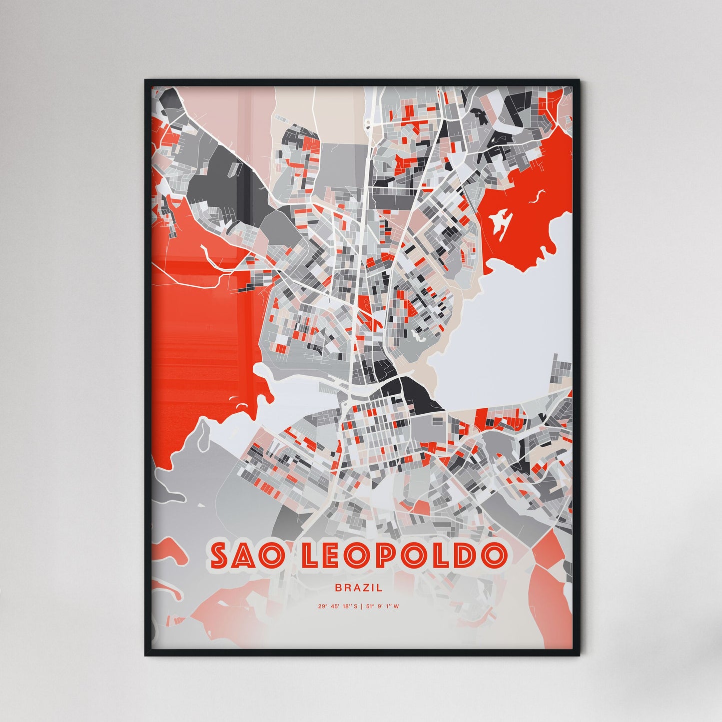 Colorful SAO LEOPOLDO BRAZIL Fine Art Map Modern