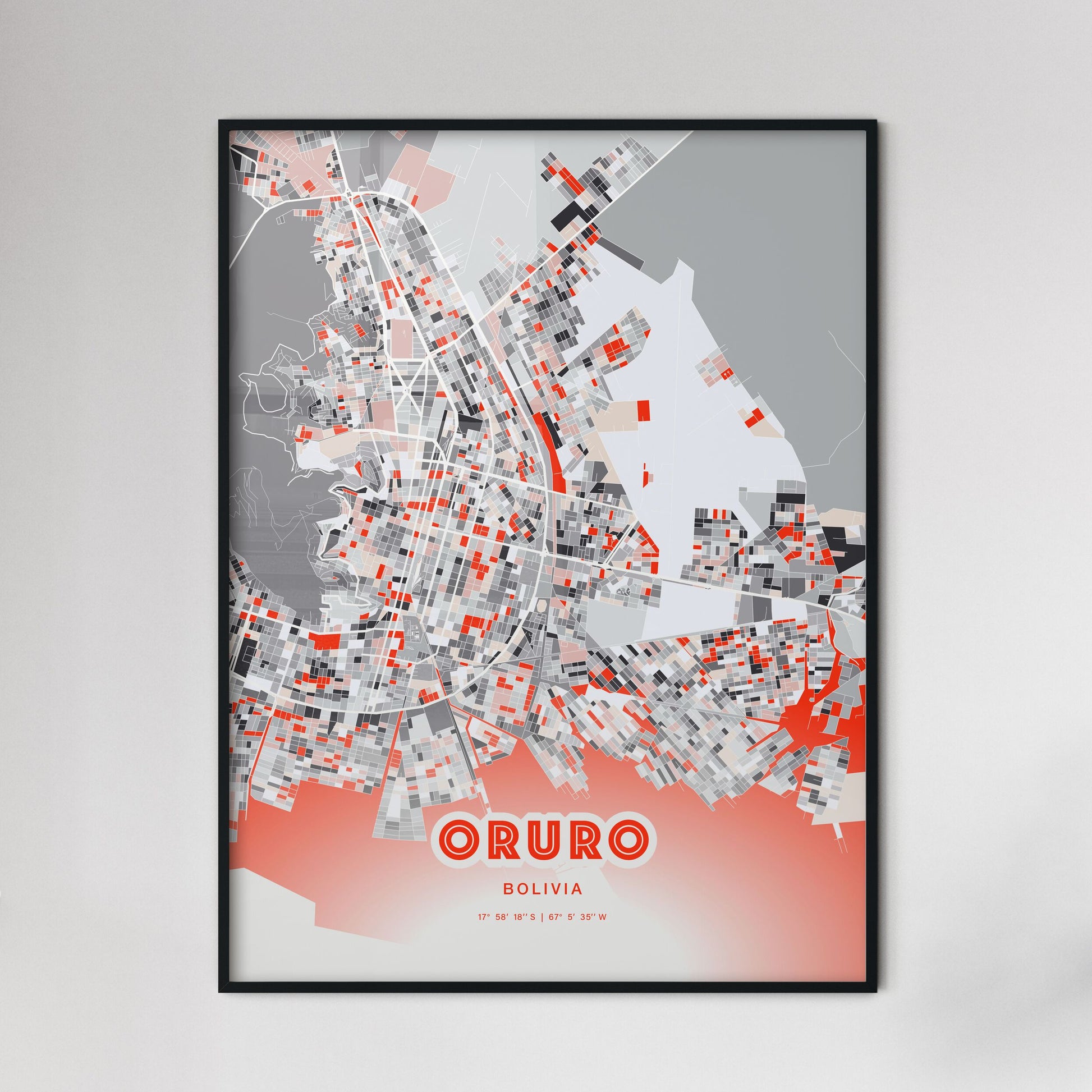 Colorful ORURO BOLIVIA Fine Art Map Modern