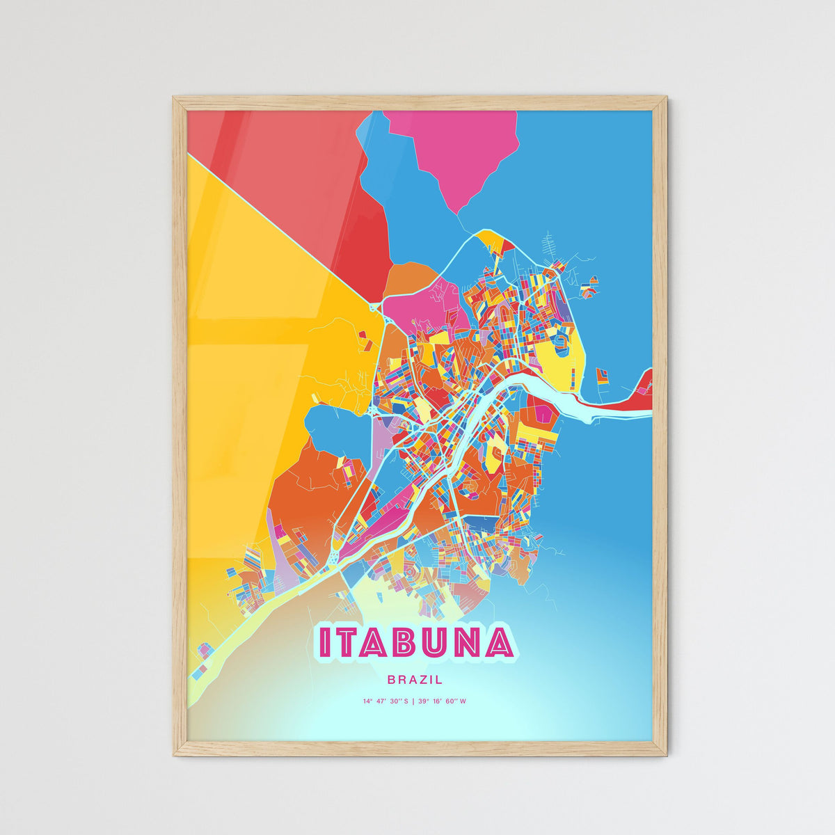 Colorful ITABUNA BRAZIL Fine Art Map Crazy Colors