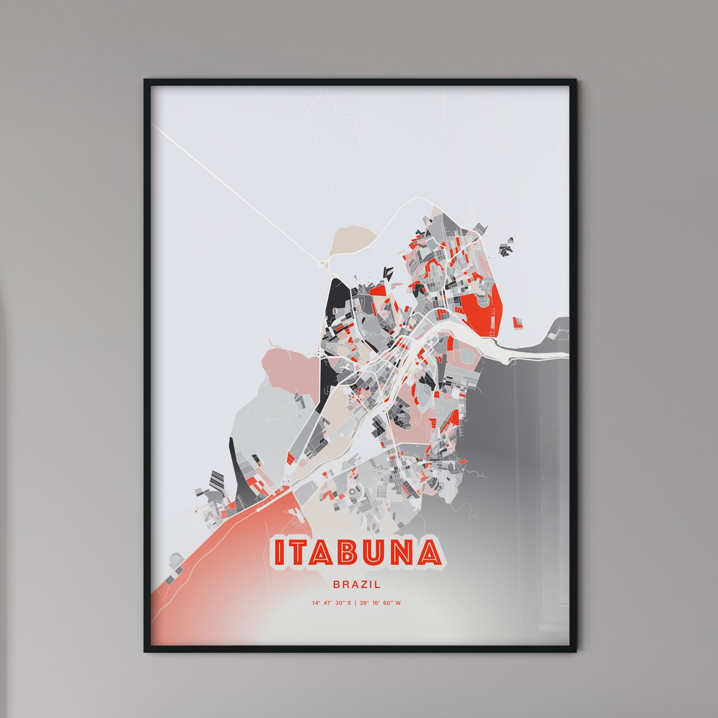 Colorful ITABUNA BRAZIL Fine Art Map Modern