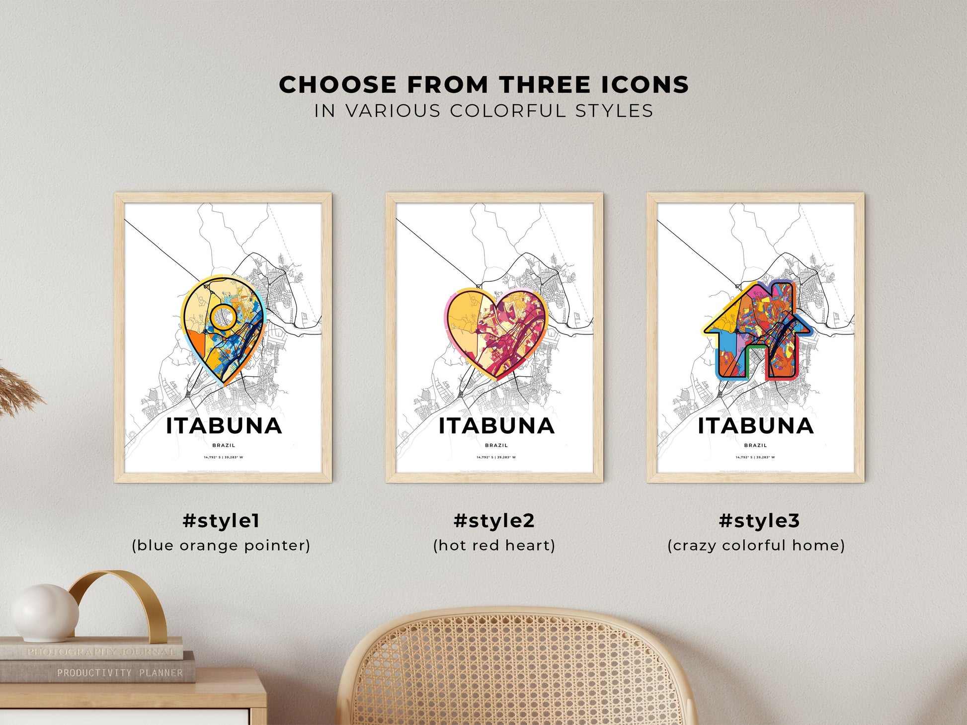 Itabuna Brazil maps with colorful icons