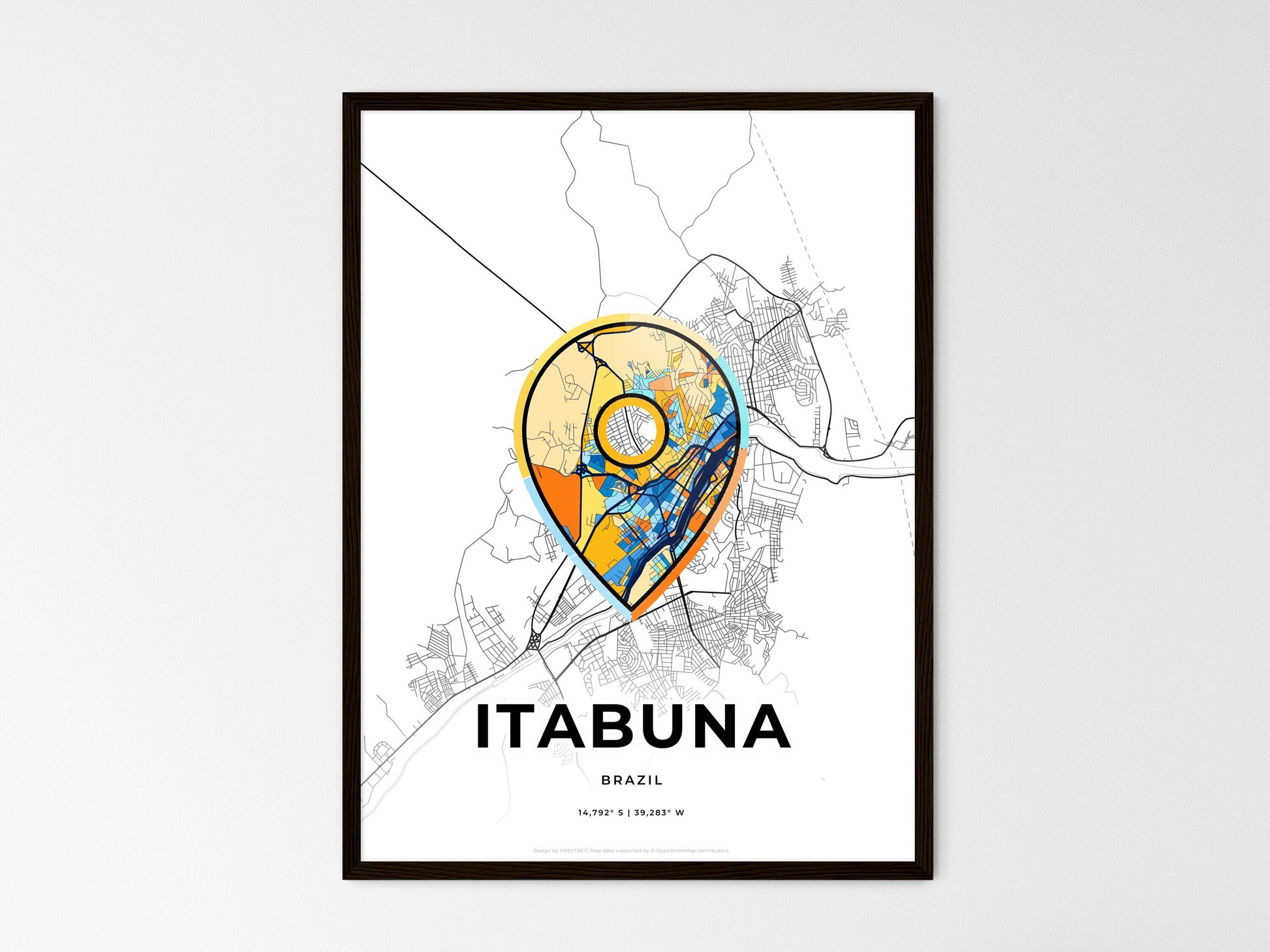 Itabuna Brazil wedding art map with pointer icon