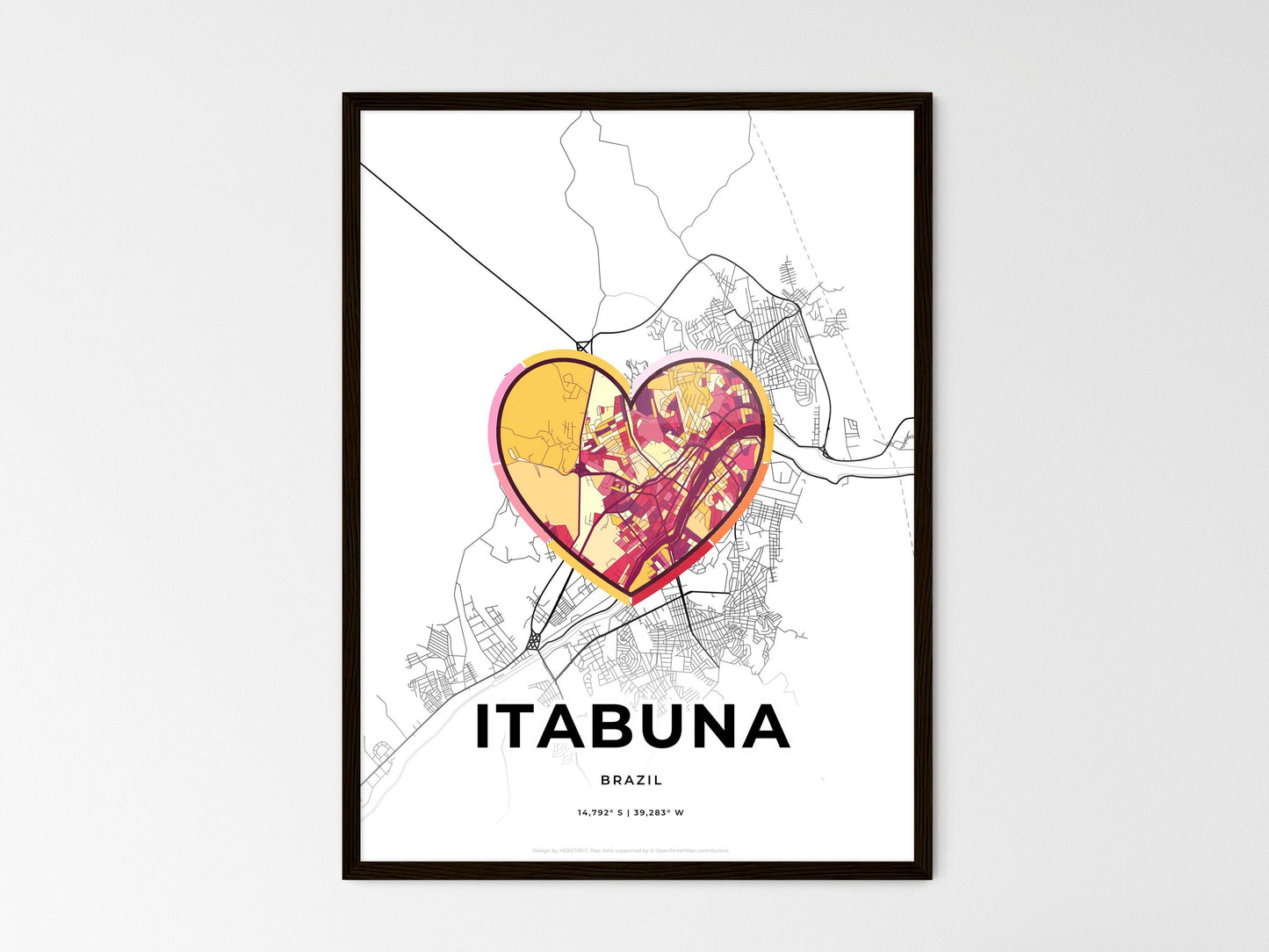 Itabuna Brazil wedding art map with heart icon