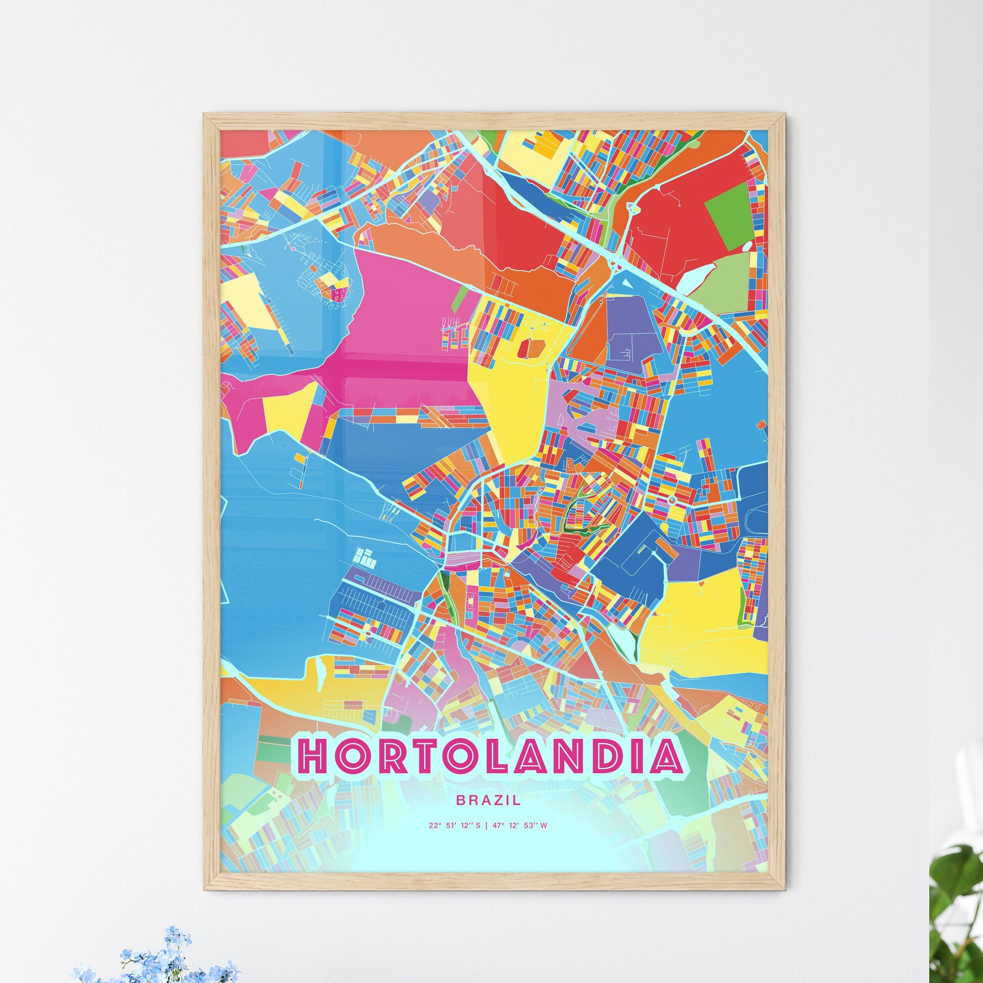 Colorful HORTOLANDIA BRAZIL Fine Art Map Crazy Colors