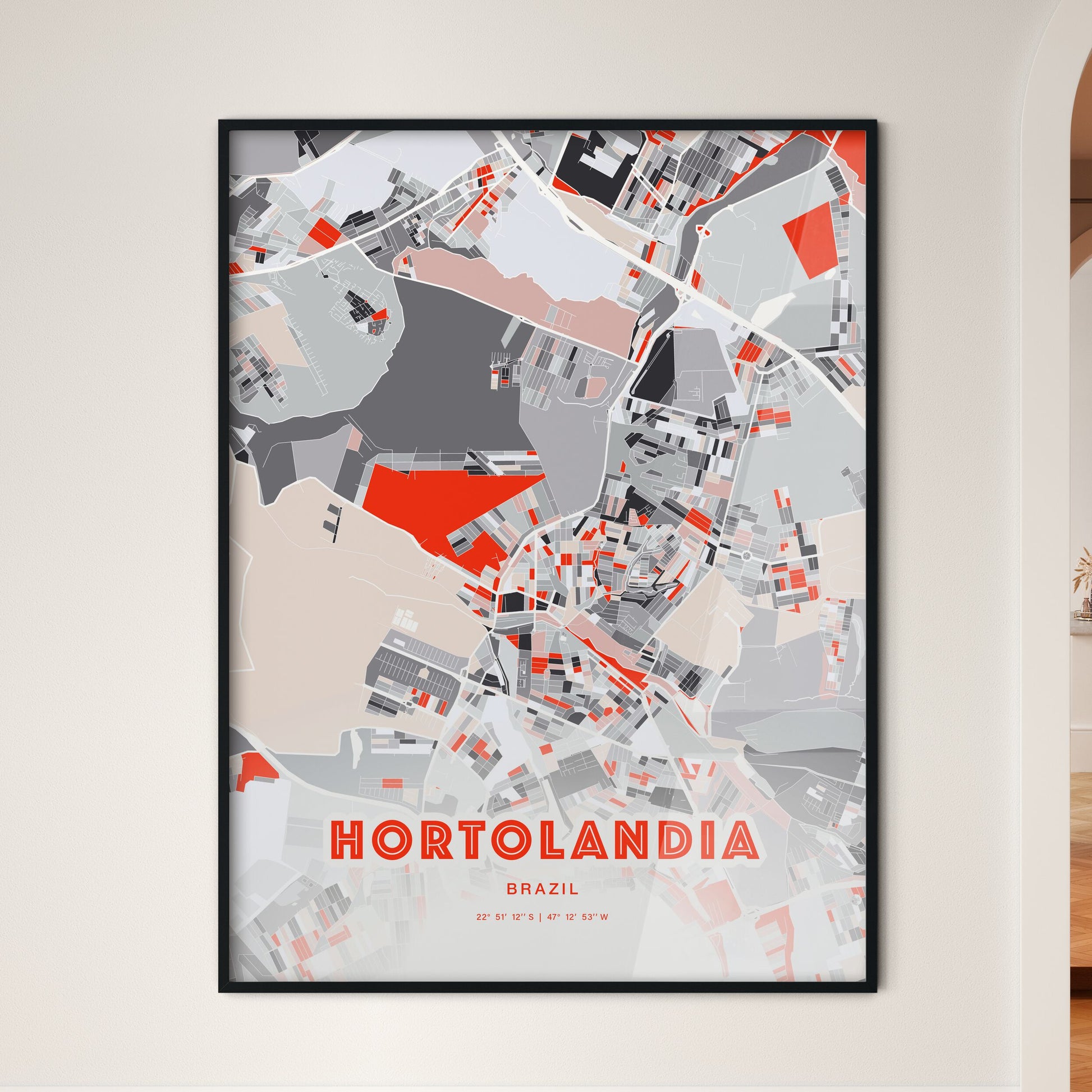 Colorful HORTOLANDIA BRAZIL Fine Art Map Modern