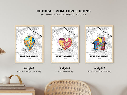 Hortolandia Brazil maps with colorful icons