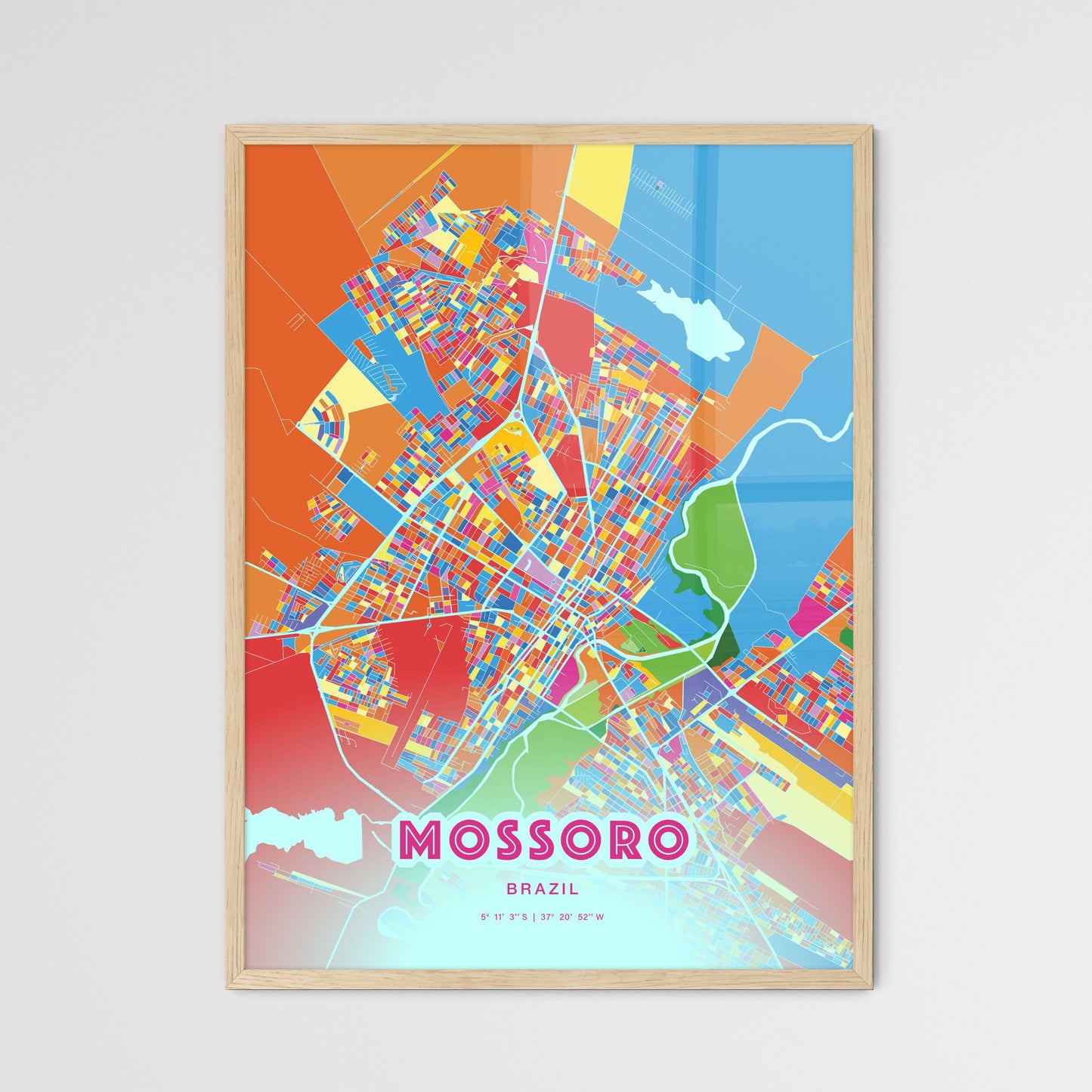 Colorful MOSSORO BRAZIL Fine Art Map Crazy Colors