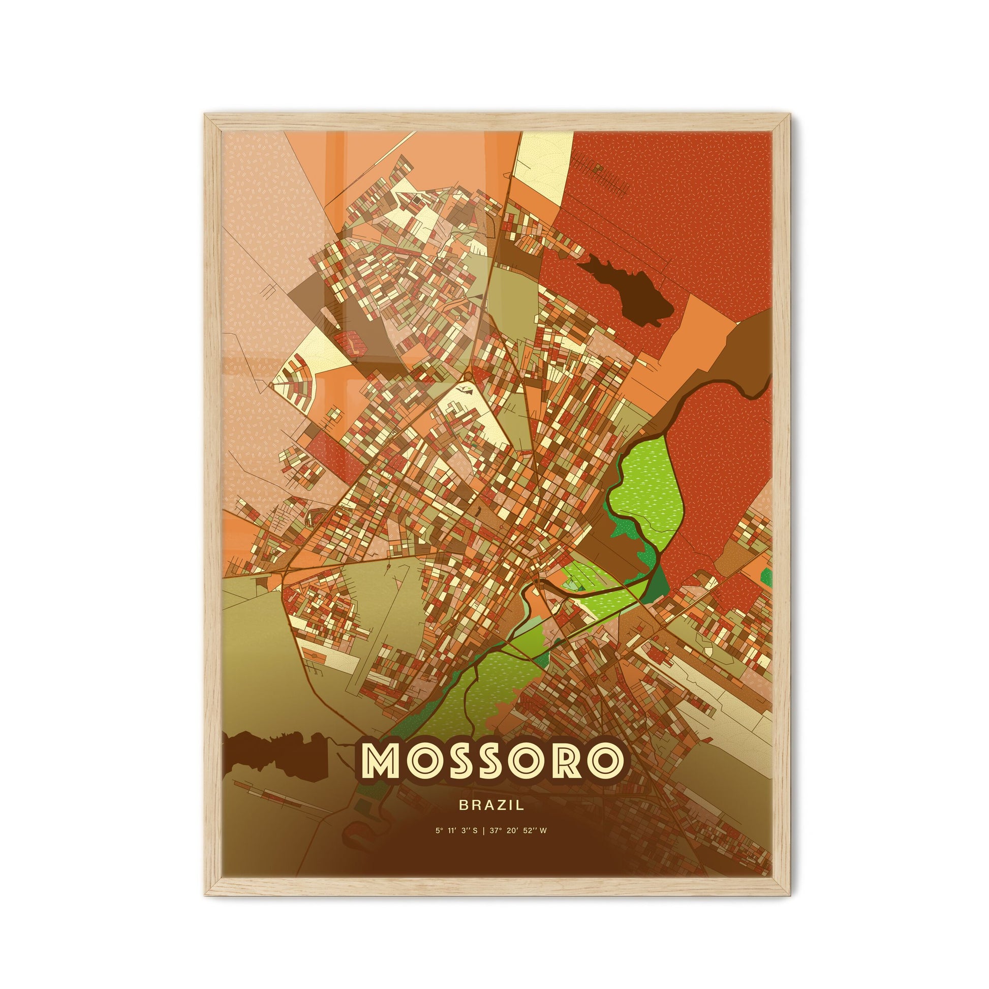 Colorful MOSSORO BRAZIL Fine Art Map Farmhouse