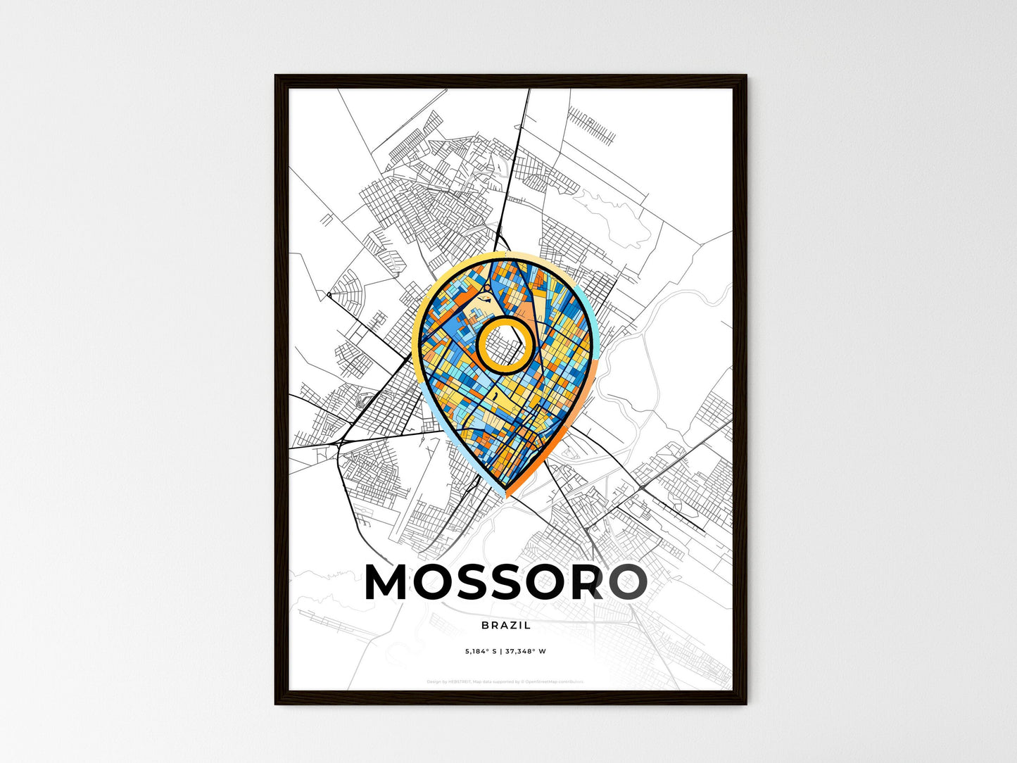 Mossoro Brazil wedding art map with pointer icon