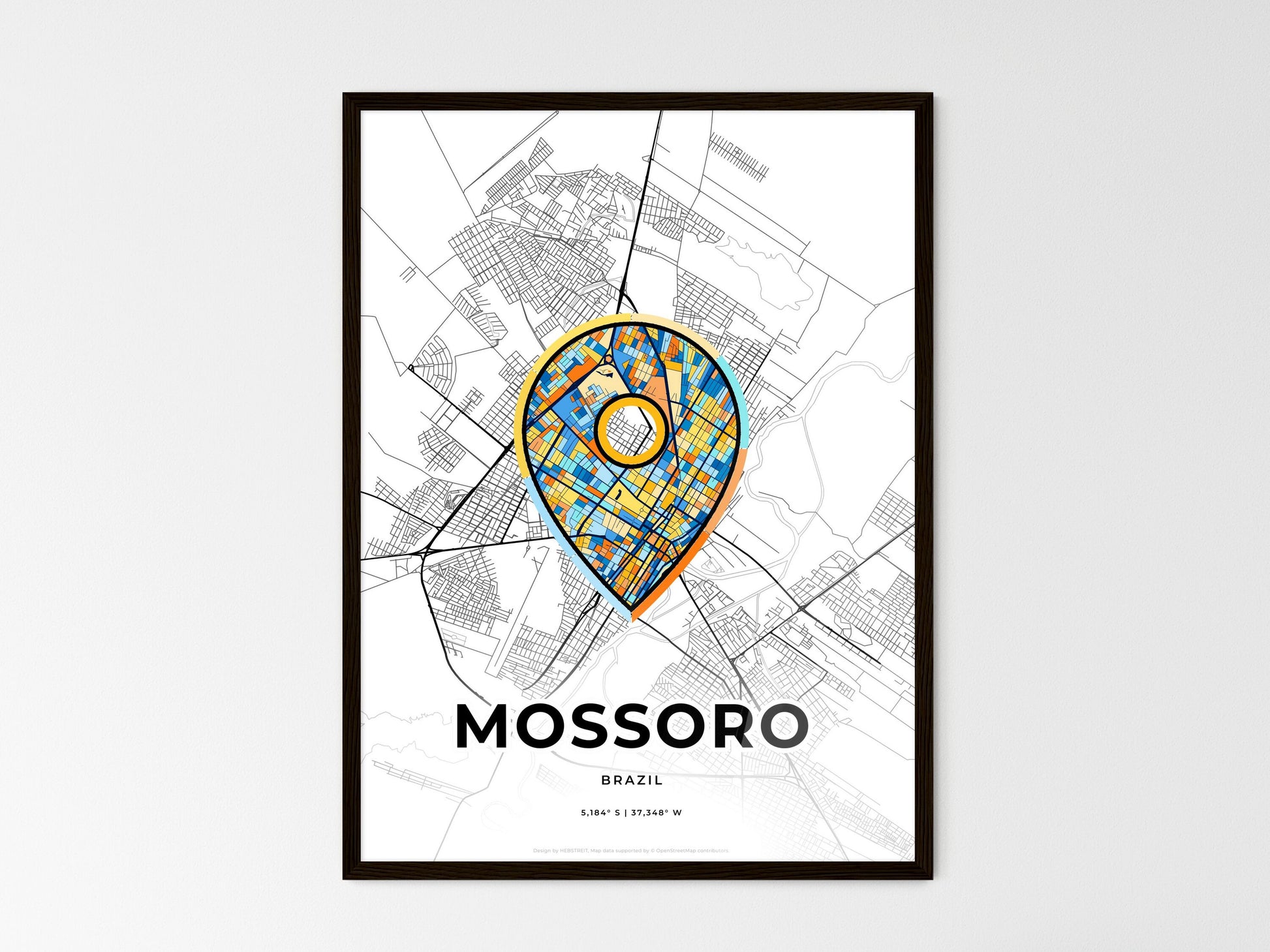 Mossoro Brazil wedding art map with pointer icon